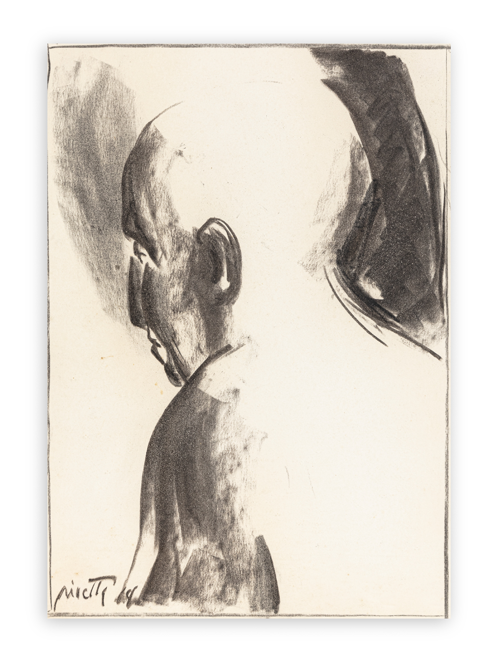 OSVALDO PIVETTA (1922-1981) - Disegno testa d'uomo, 1968