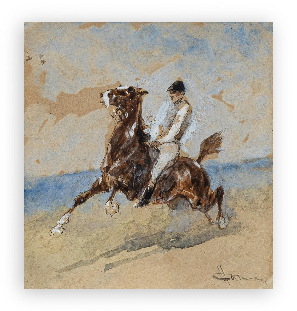 FRANCESCO MANCINI (1830-1905) - Cavallo in corsa
