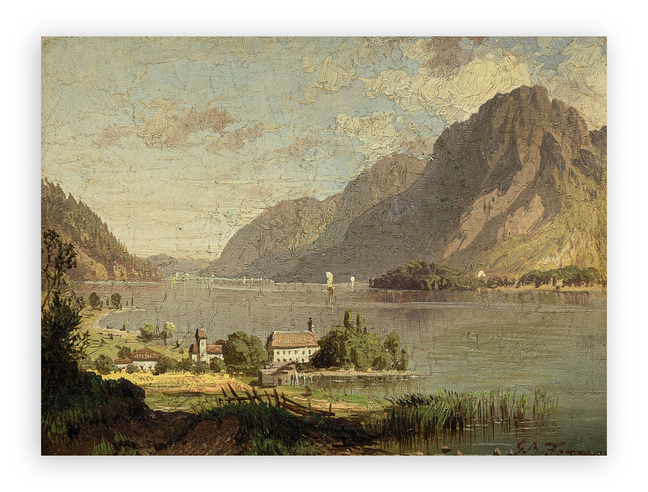 GIOVANNI BATTISTA FERRARI (1829-1906) - Scorcio del lago di Lugano