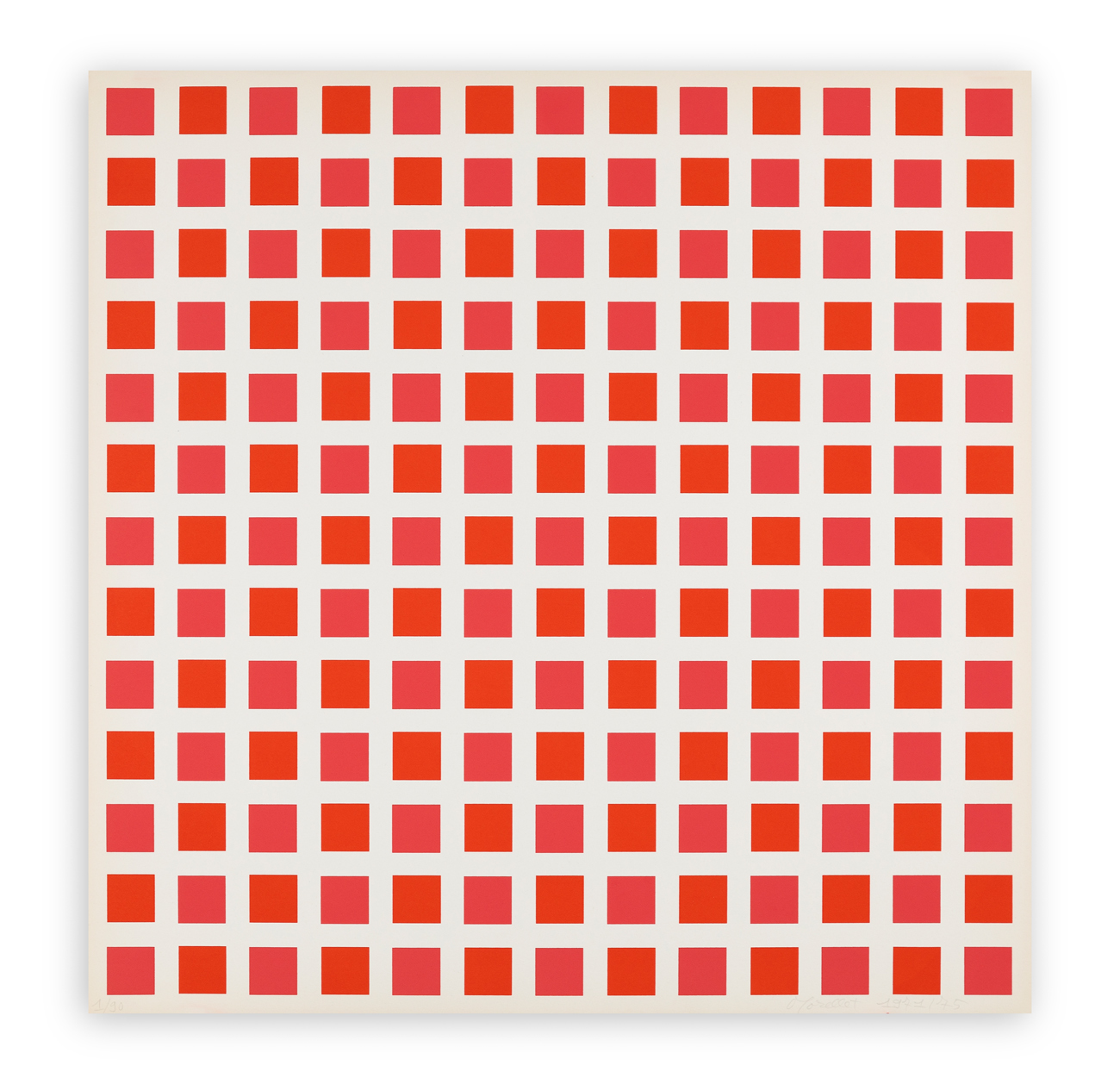 FRANÇOIS MORELLET (1926-2016) - 1 carré rouge 1 carré orange, 1971/1975
