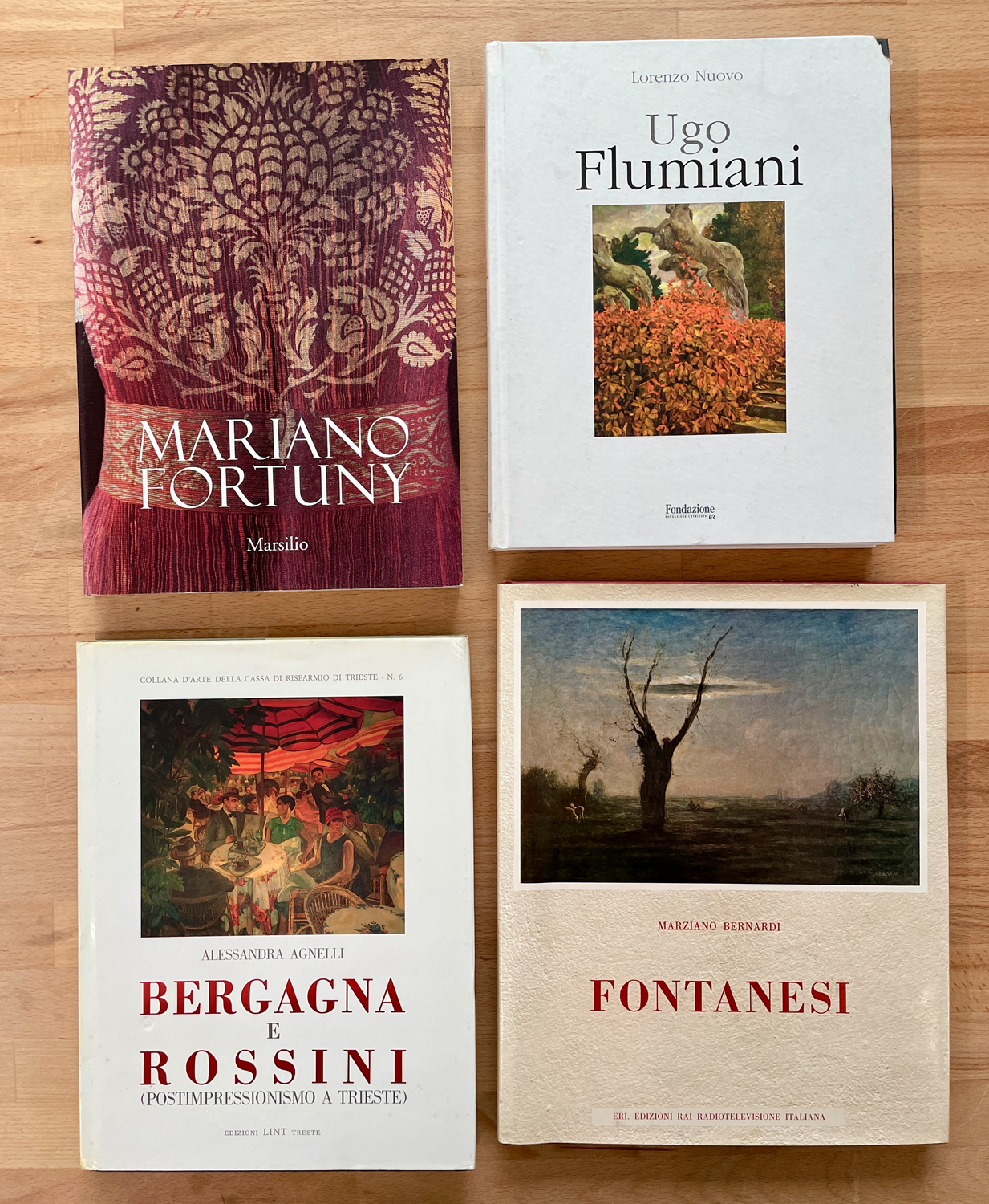 UGO FLUMIANI, ANTONIO FONTANESI, MARIANO FORTUNY E VITTORIO BERGAGNA E ROMANO ROSSINI - Lotto unico di 4 cataloghi