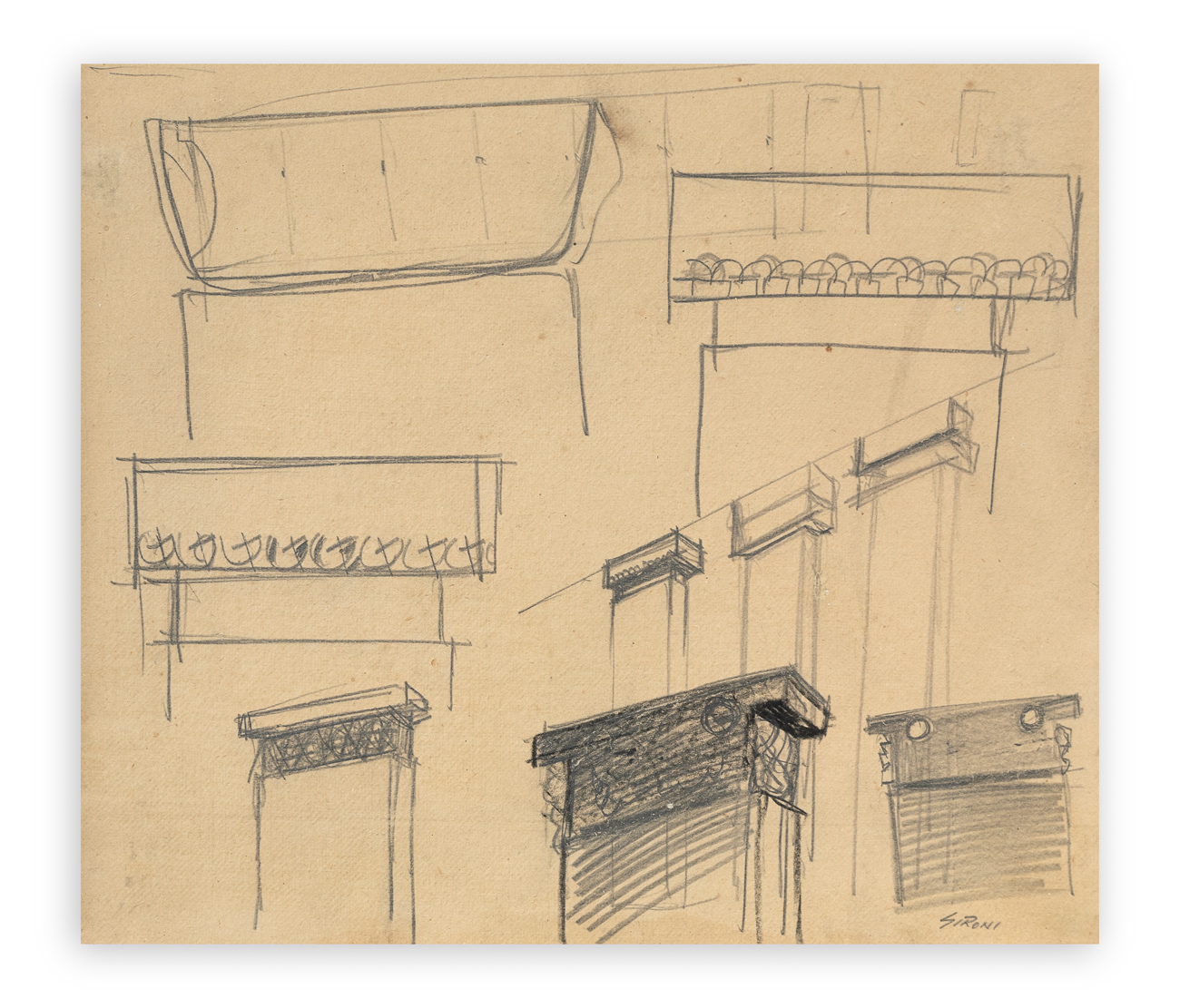 MARIO SIRONI (1885-1961) - Architetture, databile 1939 circa