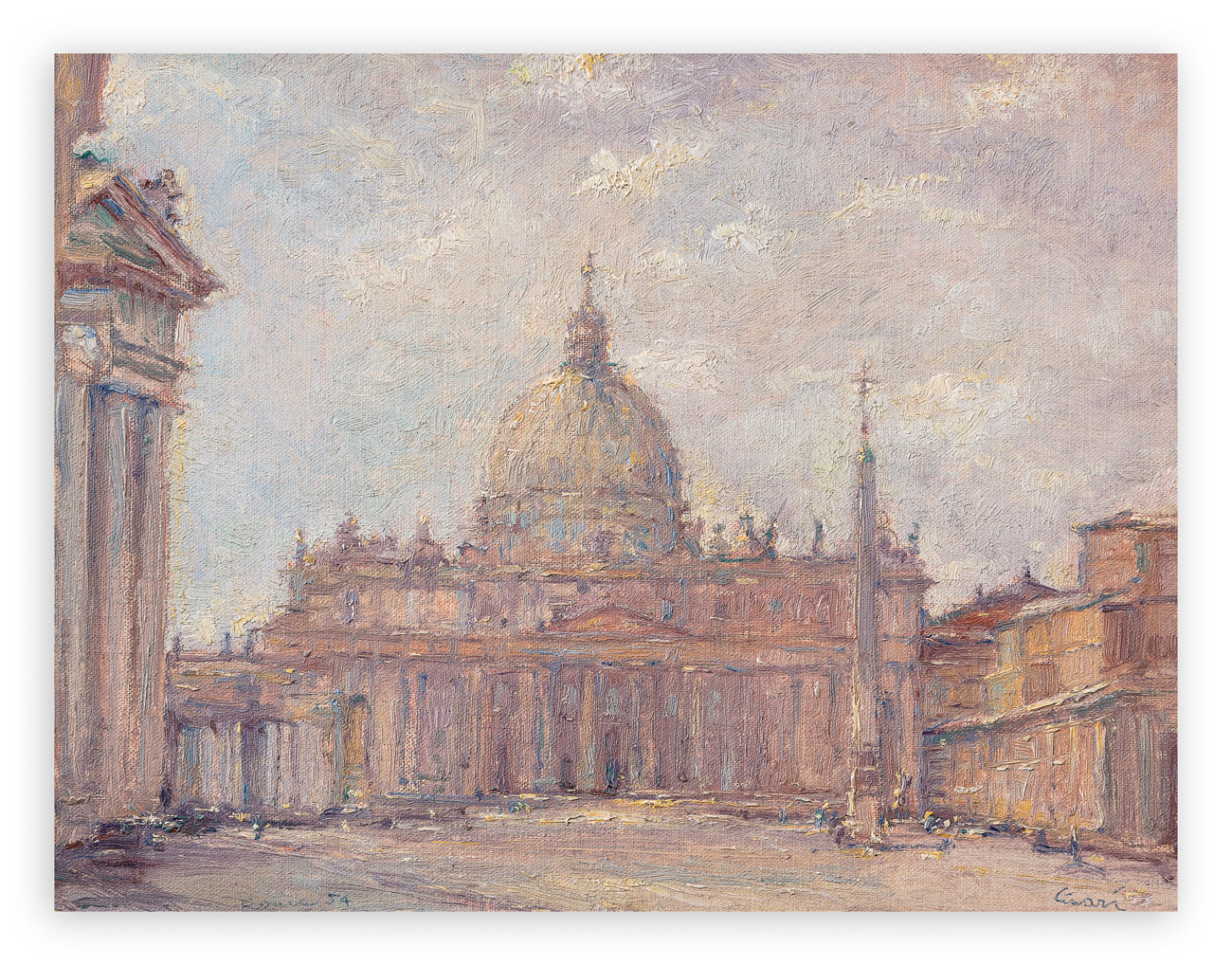 GIULIO CISARI (1892-1979) - Piazza San Pietro a Roma, 1954