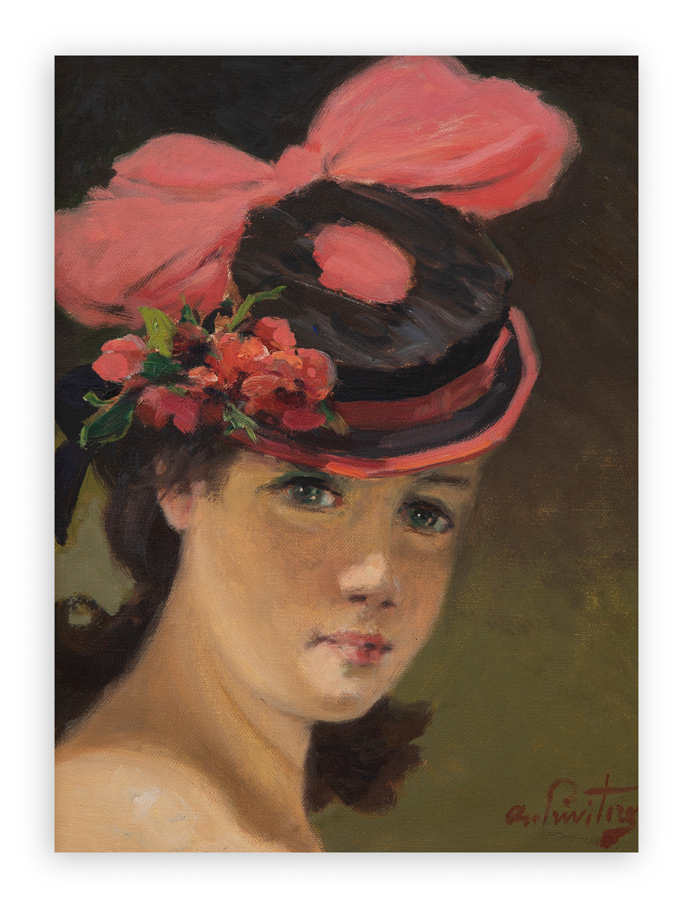 ANTONIO PRIVITERA (1940) - Cappello rosso e nero