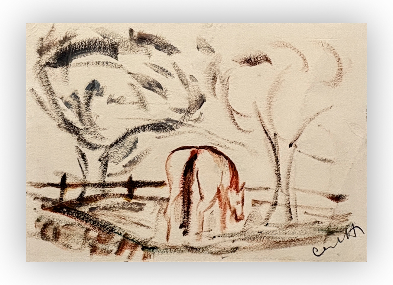 GIUSEPPE CESETTI (1902-1990) - Pascolo (Paesaggio con animali)