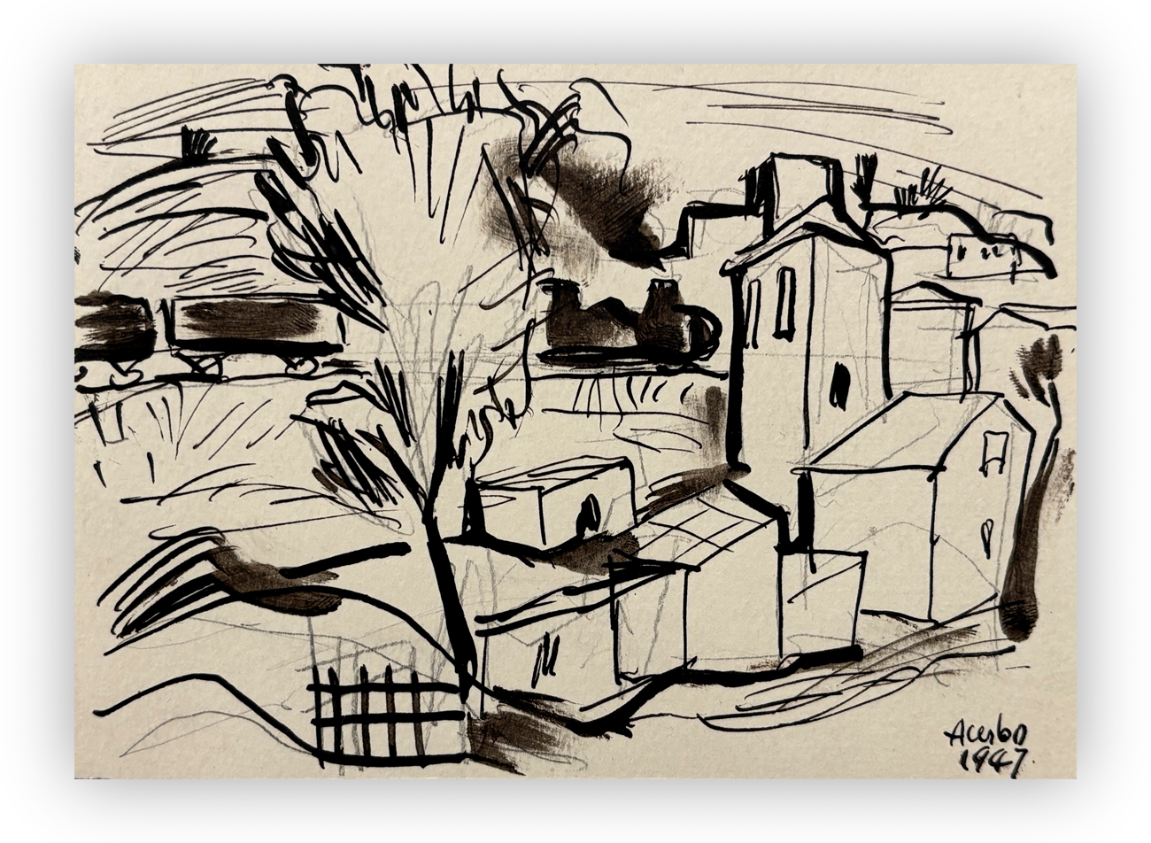 MANFREDO ACERBO (1913-1989) - Paesaggio urbano, 1947