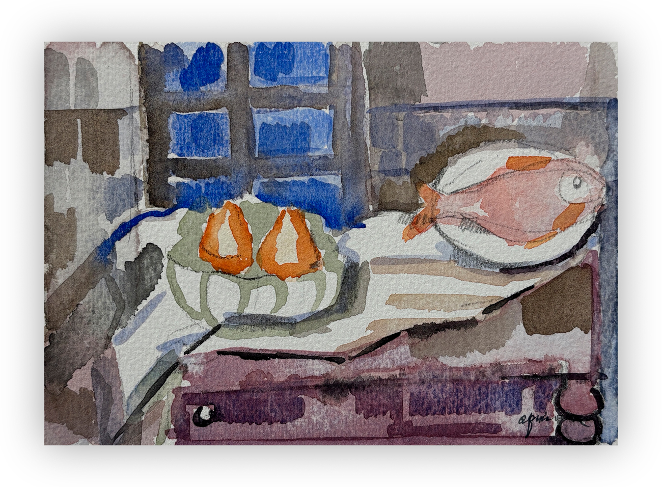 GIUSEPPE AJMONE (1923-2005) - Natura morta con la finestra, 1948