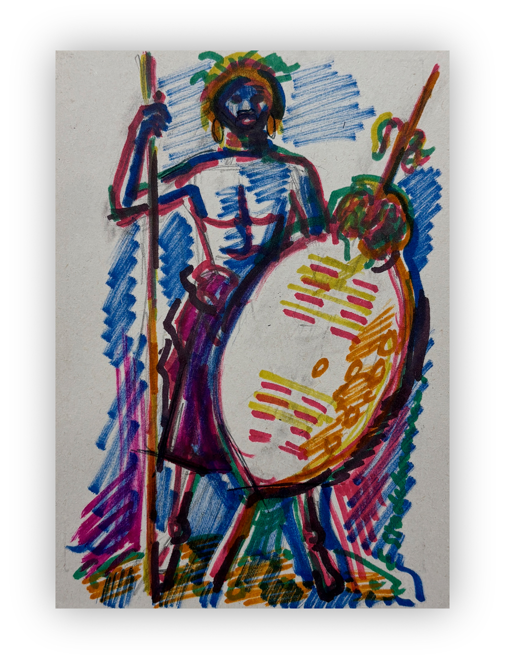 ERNST PHILLIP STADELMANN (1894-1972)  - Guerriero africano, 1960
