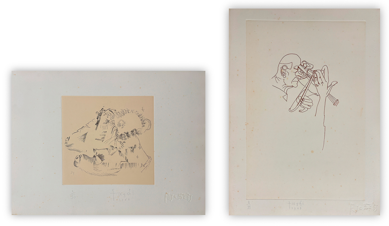 GIANNETTO FIESCHI (1921-2010) - Lotto unico composto da 2 acqueforti
