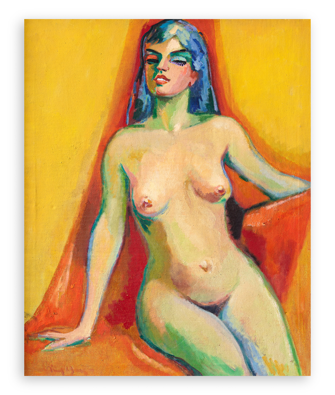 FREEK VAN DEN BERG (1918-2000) - Model tegen geel fond, 1961