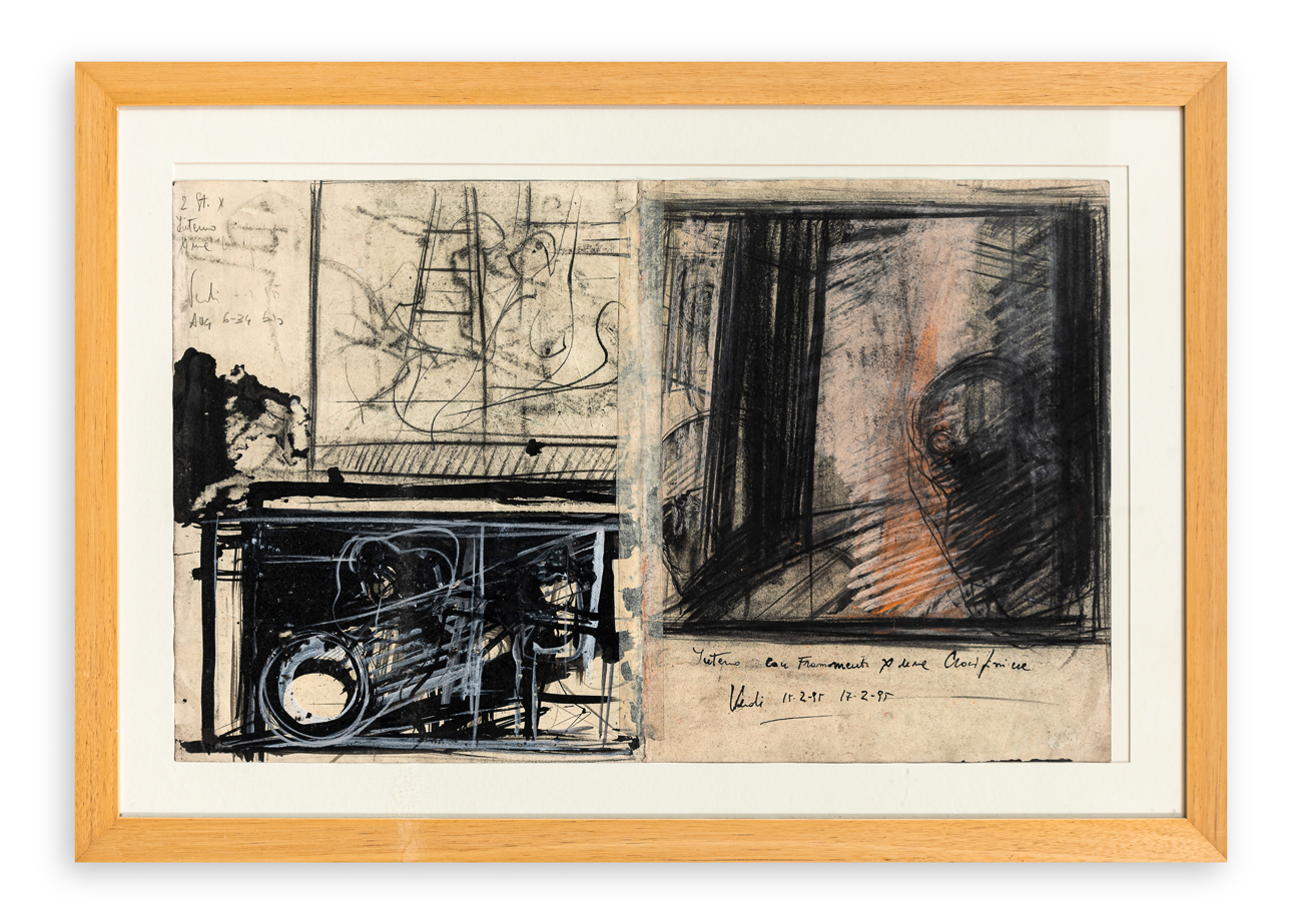 AUTORE INDECIFRATO - Interno con frammenti per una crocifissione, 1995