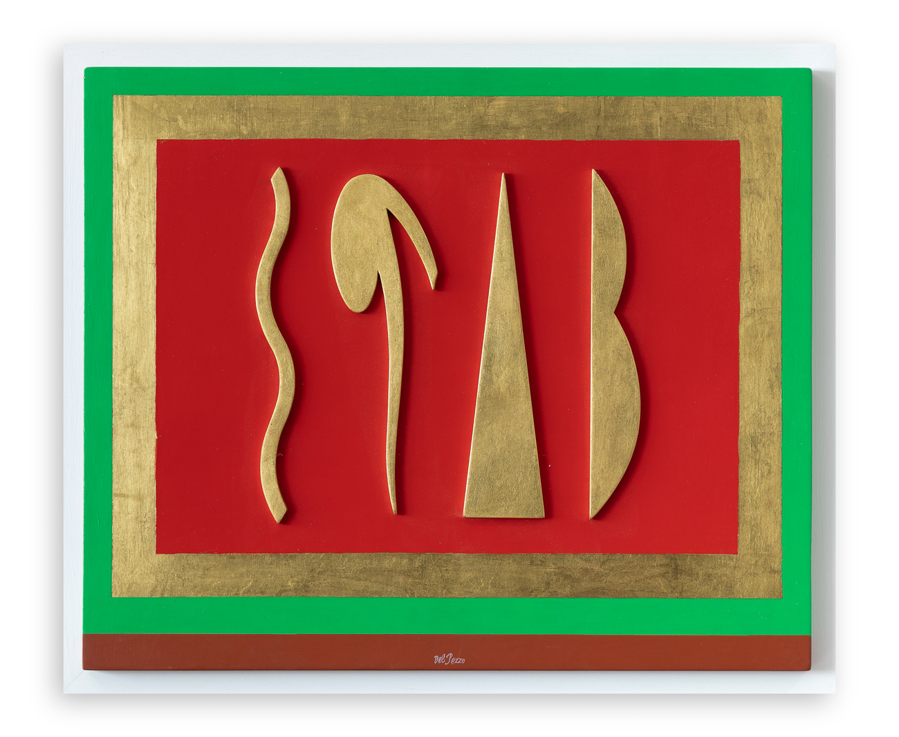  LUCIO DEL PEZZO (1933-2020) - Quadro in rosso e oro, 2004
