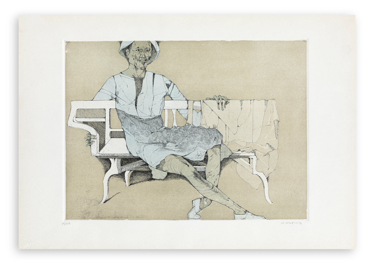 KARL PLATTNER (1919-1986) - Donna sulla panchina, 1973