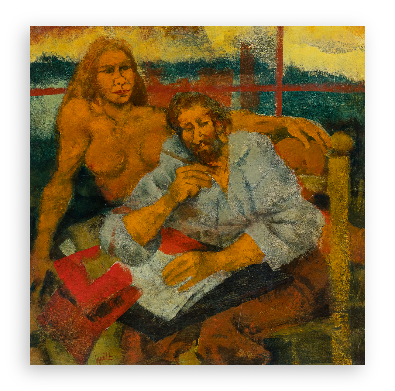 REMO SQUILLANTINI (1920-1996) - Il poeta e la musa, 1991