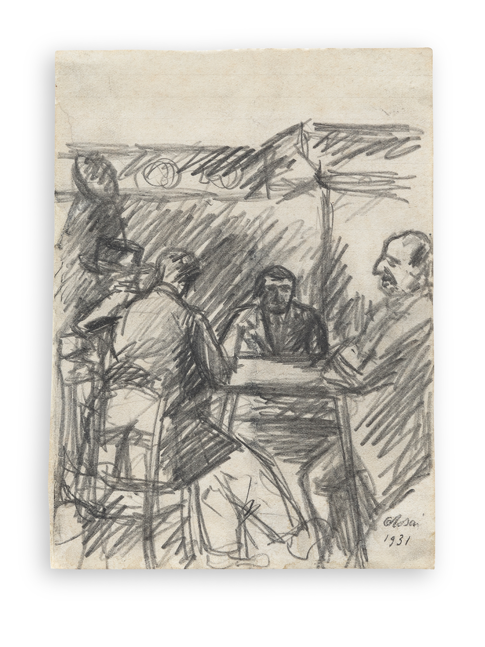 OTTONE ROSAI (1895-1957) - Caffè all'aperto, 1931