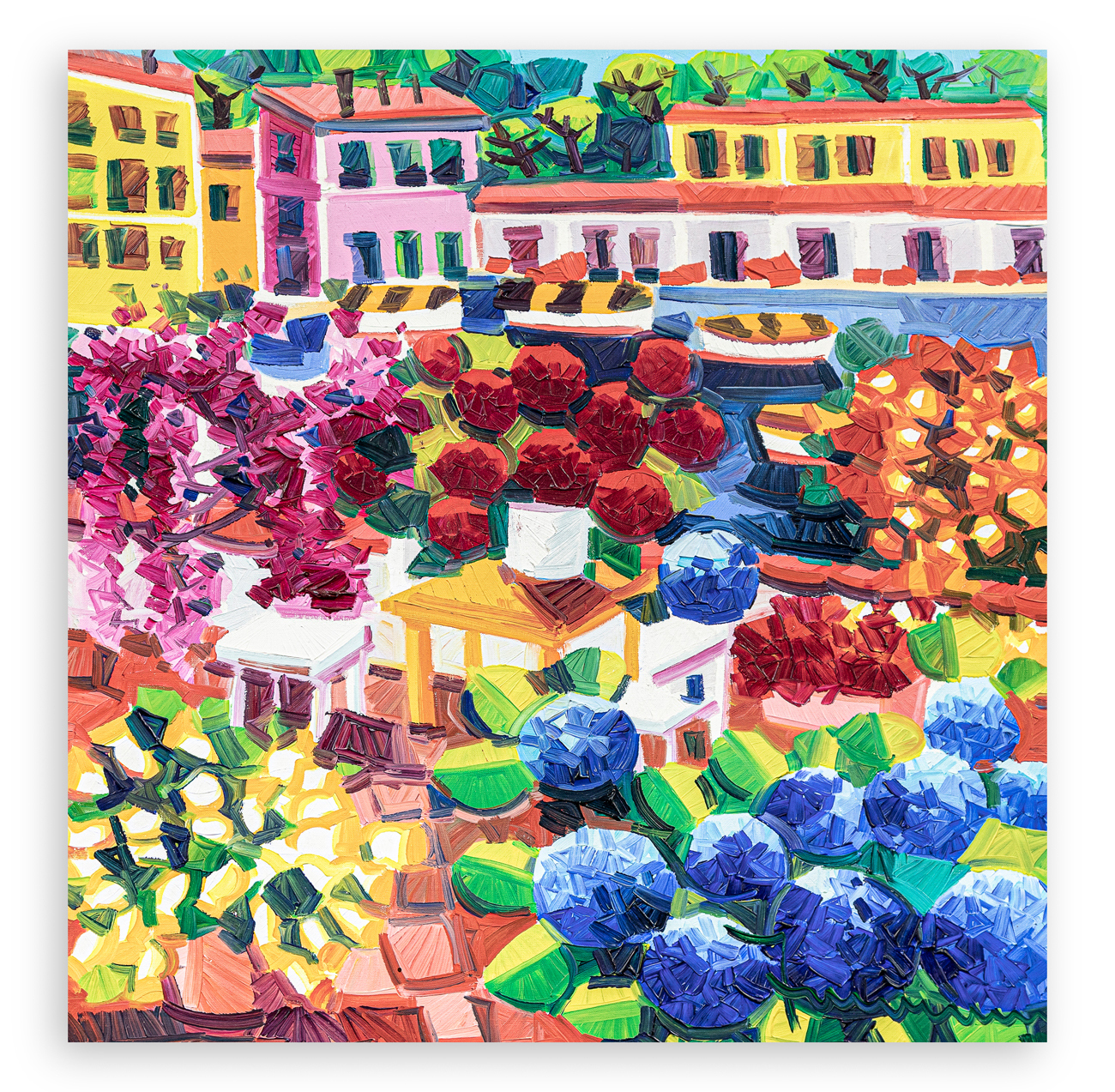 ATHOS FACCINCANI (1951) - Porticciolo con ortensie, 1998