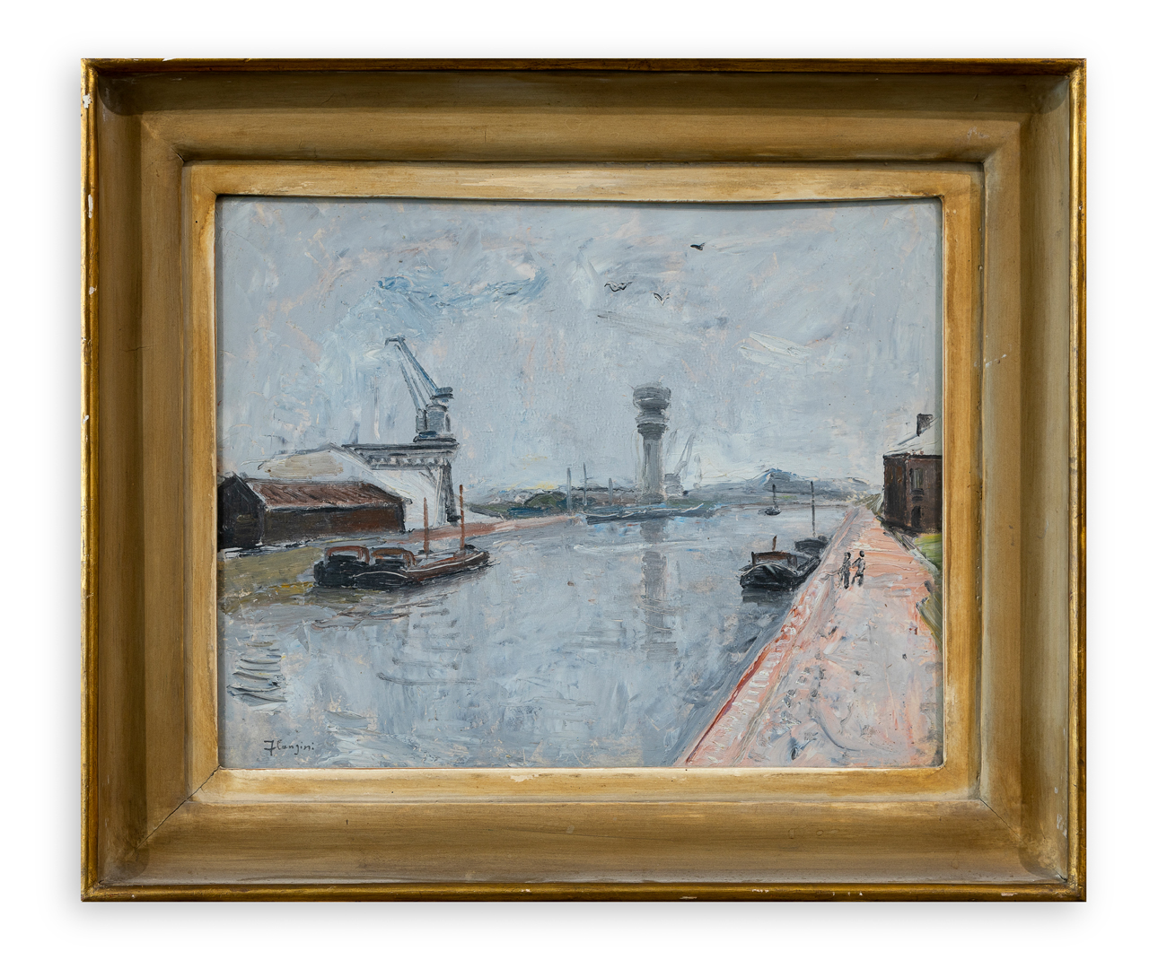 GIUSEPPE FLANGINI (1898-1961) - Sulla Sambre (Belgio)