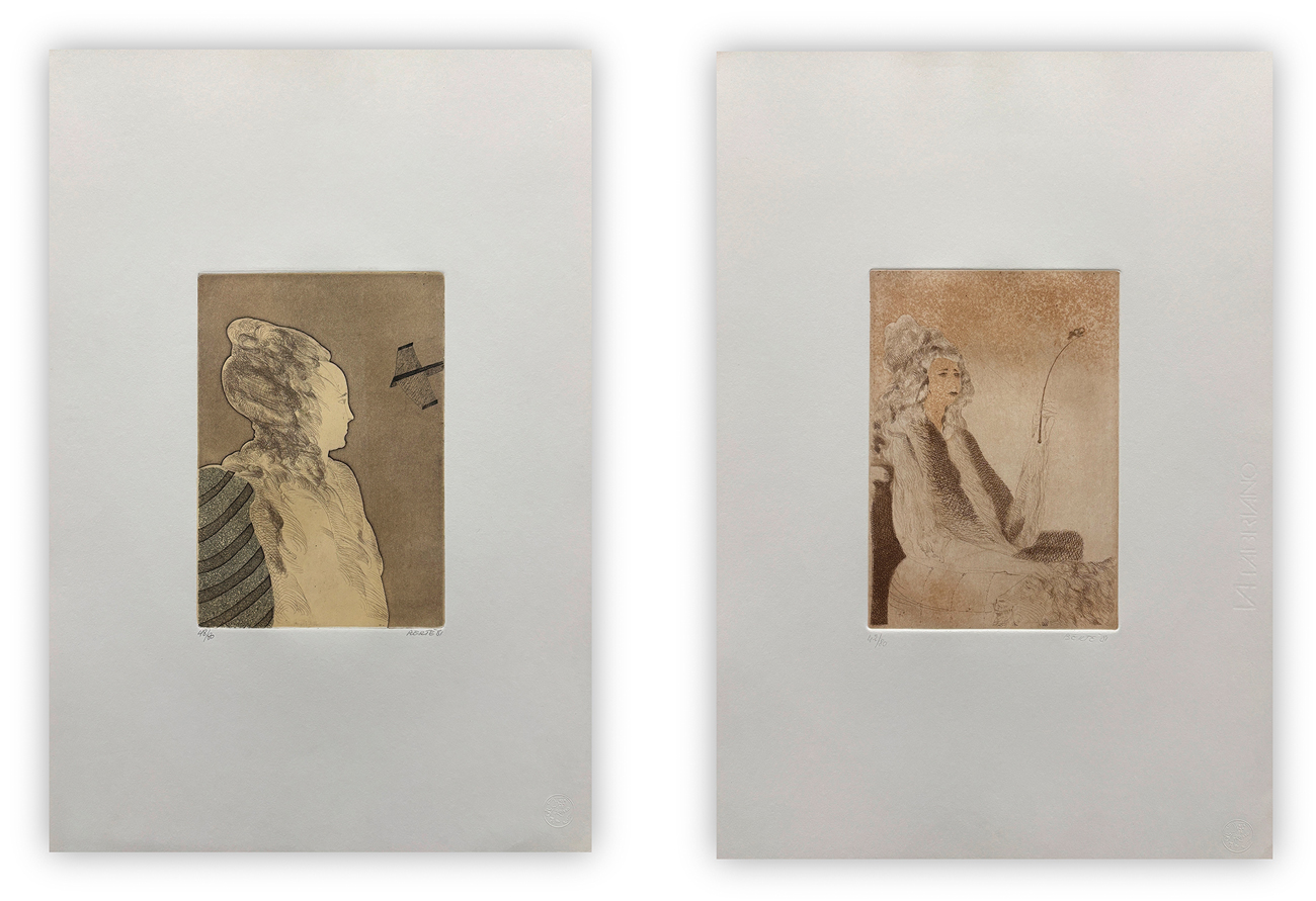 CARLO BERTÉ (1939) - Lotto unico di 2 acqueforti