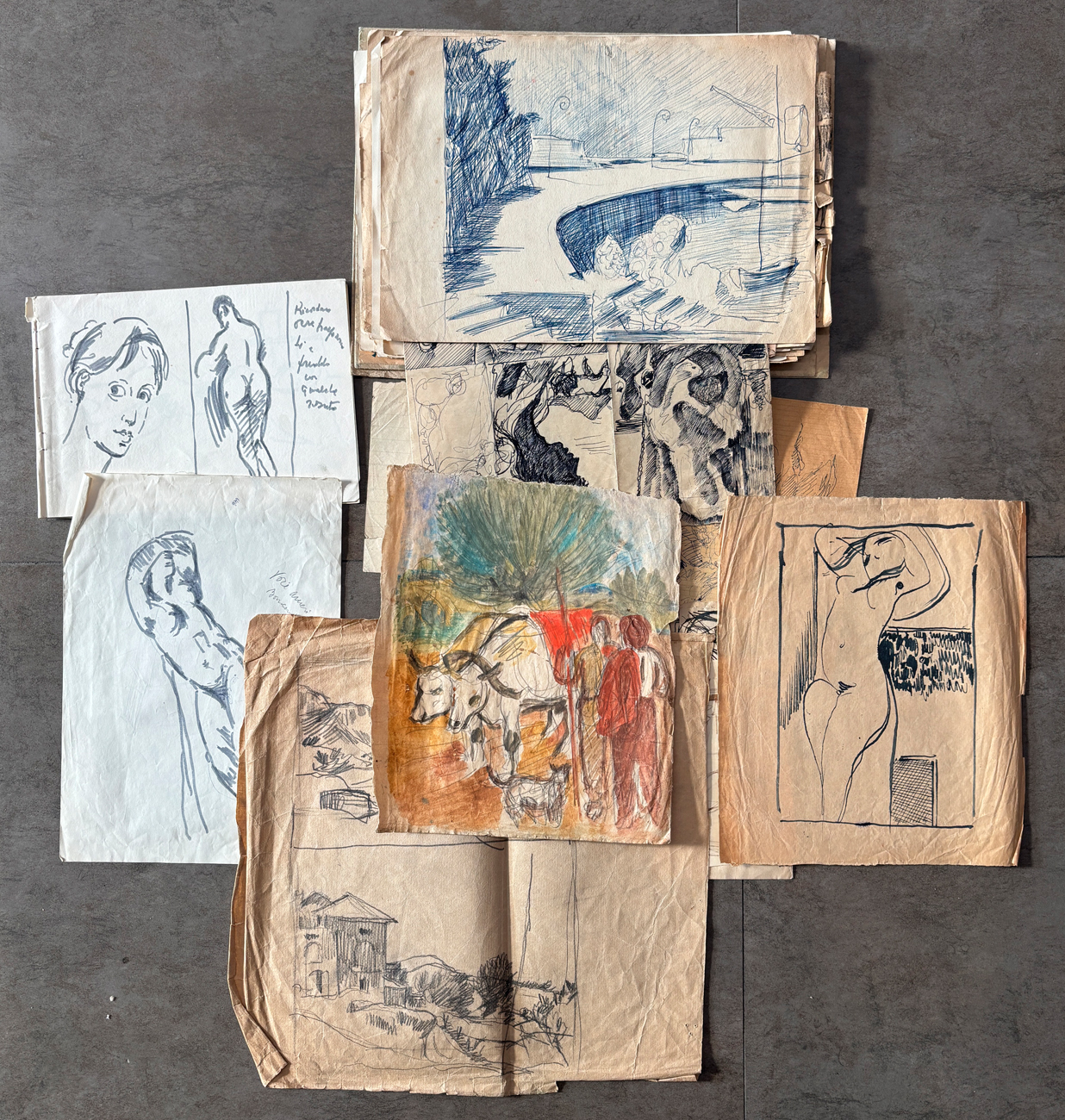 PIETRO GROSSI - Lotto unico di numerosi disegni