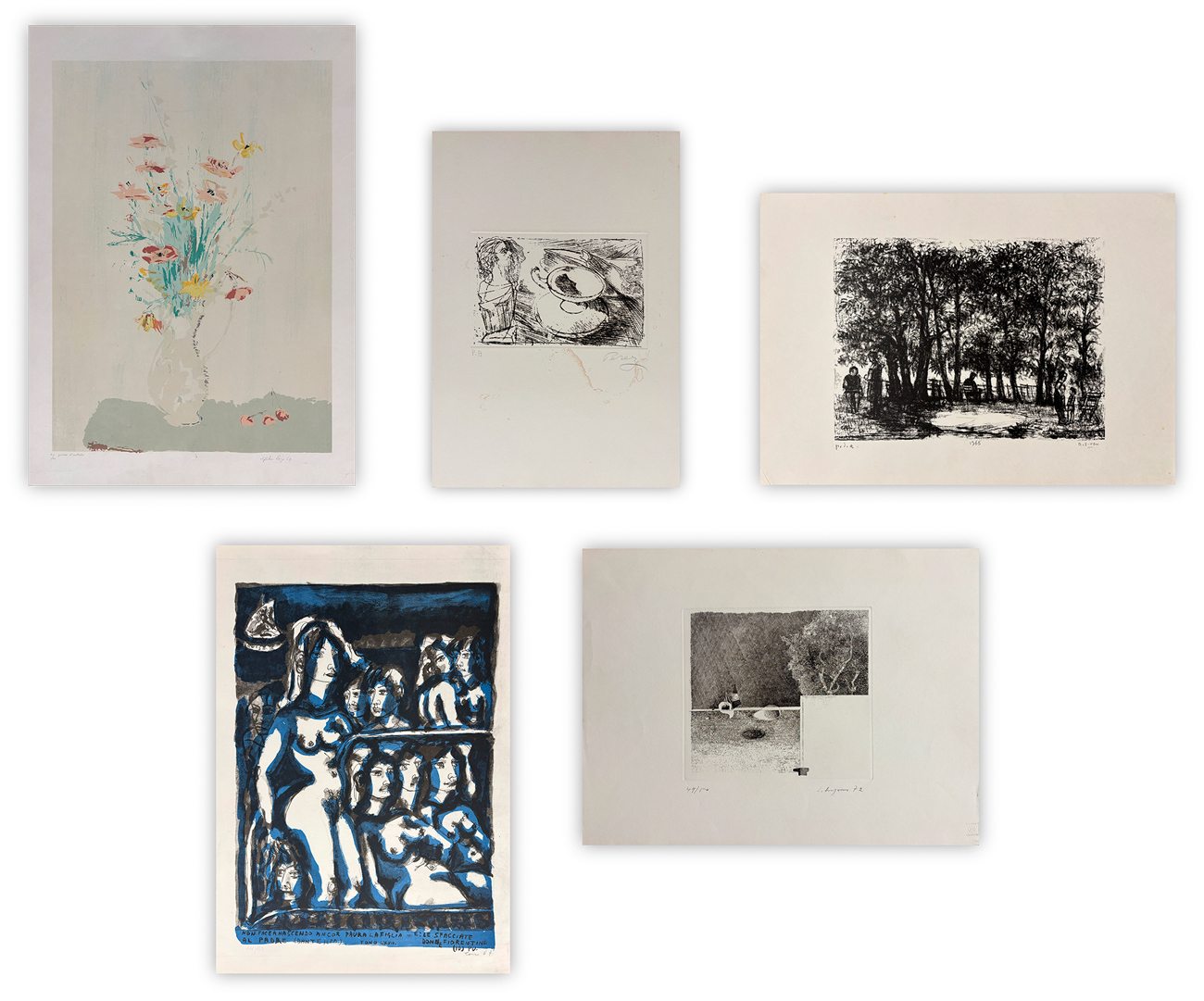 AUTORI VARI - Lotto unico di 5 opere grafiche