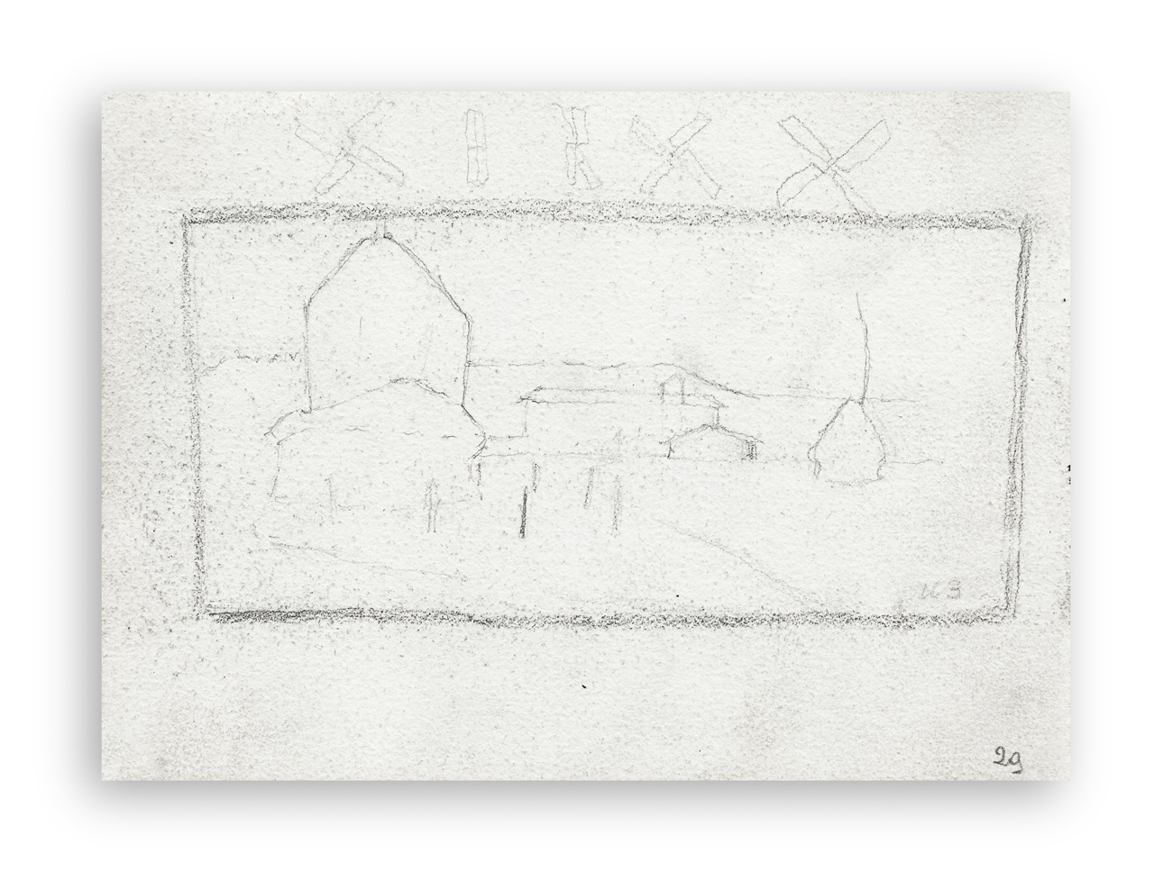 UMBERTO BOCCIONI (1882-1916) - Disegno recto - verso (Studio di paesaggio - Testa di cavallo e paesaggio)