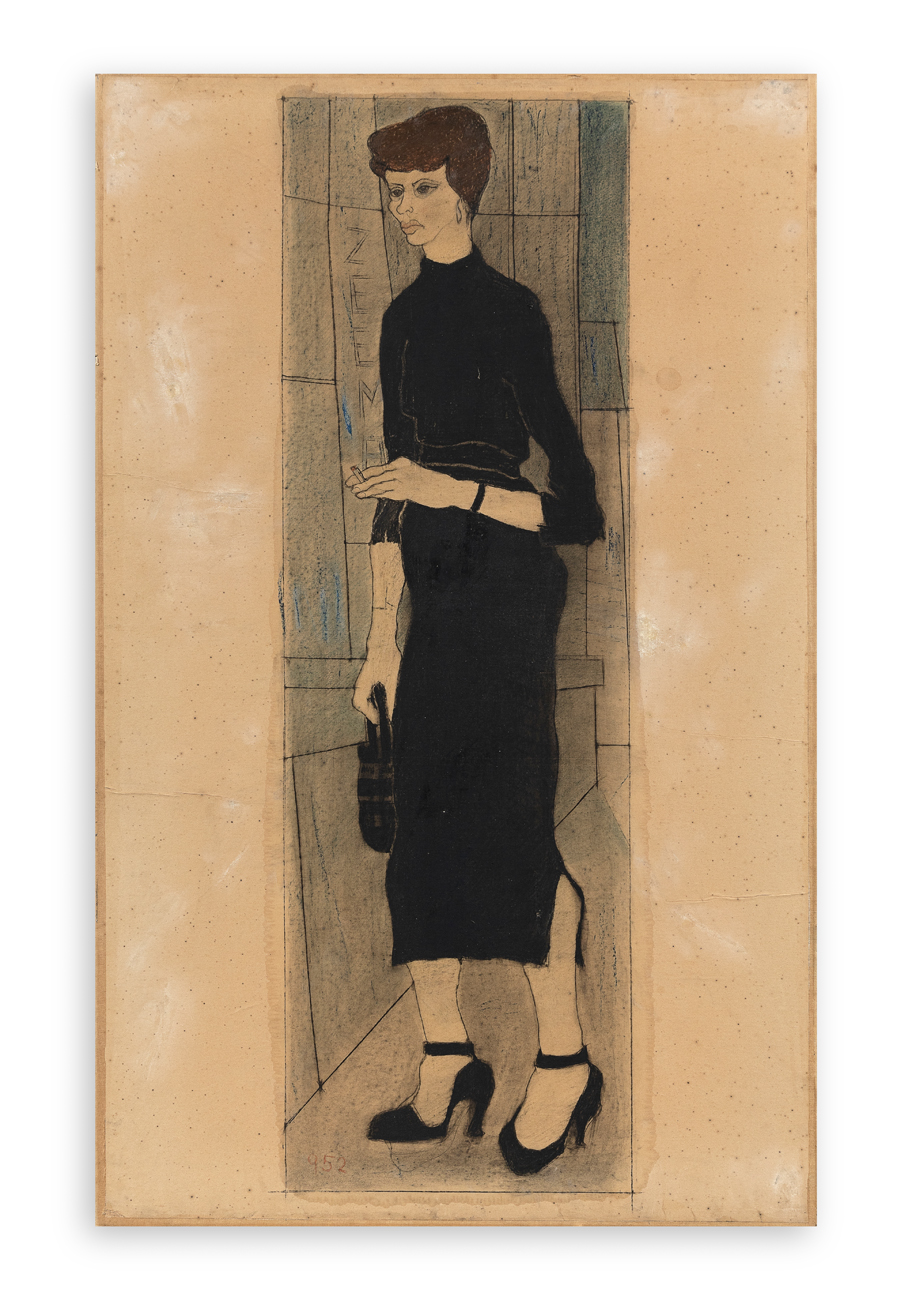 GIUSEPPE GUERRESCHI (1929-1985) - Donna in nero, 1952