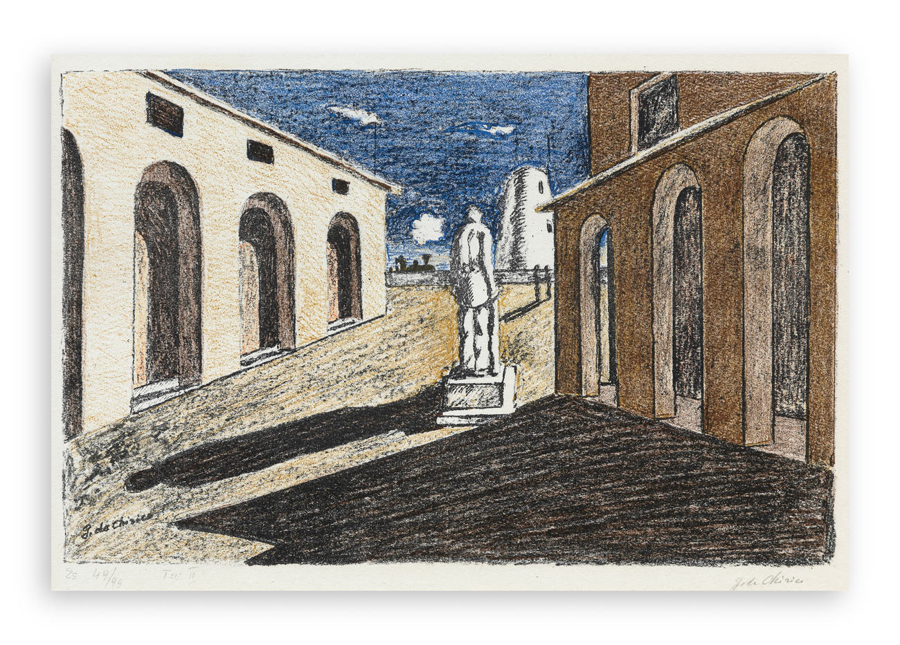 GIORGIO DE CHIRICO (1888-1978) - Solitudine dell'uomo politico, 1966