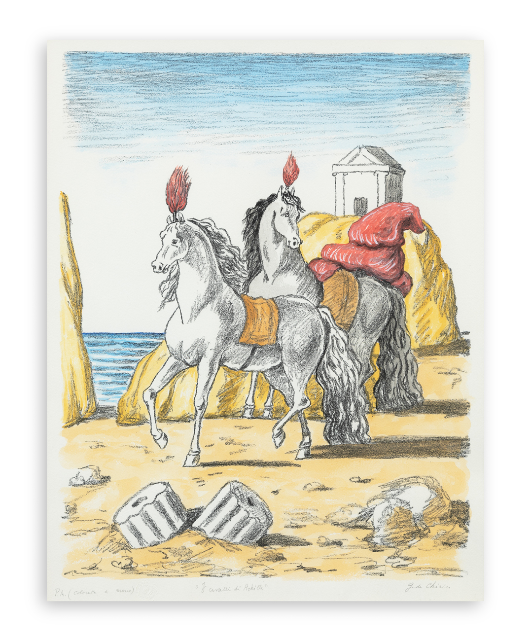 GIORGIO DE CHIRICO (1888-1978) - I Cavalli di Achille, 1971