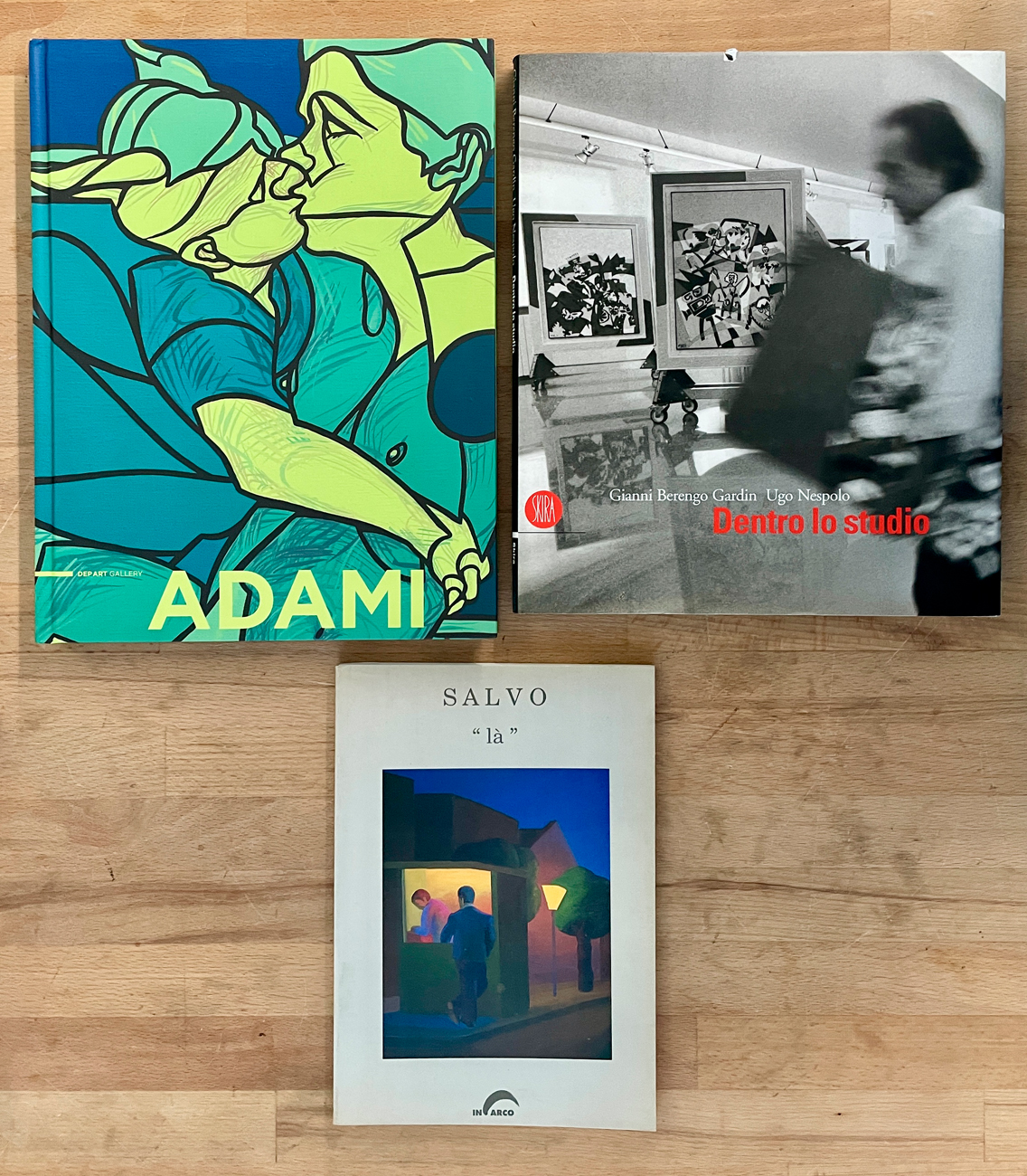 UGO NESPOLO, VALERIO ADAMI E SALVO - Lotto unico di 3 cataloghi, di cui uno autografato