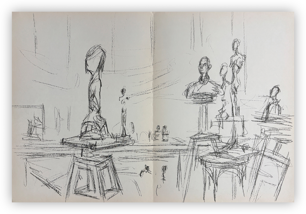 ALBERTO GIACOMETTI - Studio with sculptures, 1961