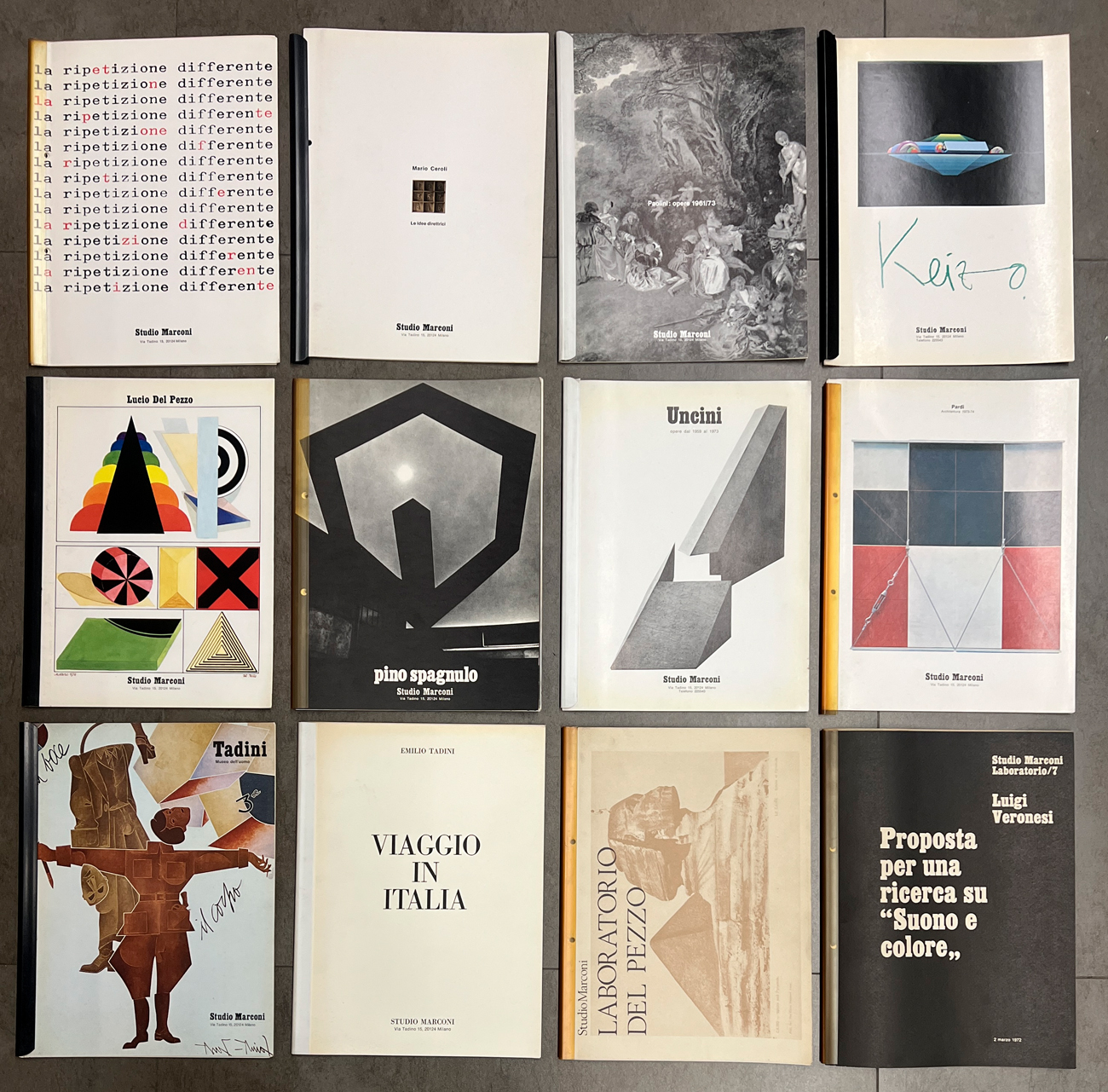 STUDIO MARCONI, MILANO - Lotto unico di 12 cataloghi editi dalla Galleria