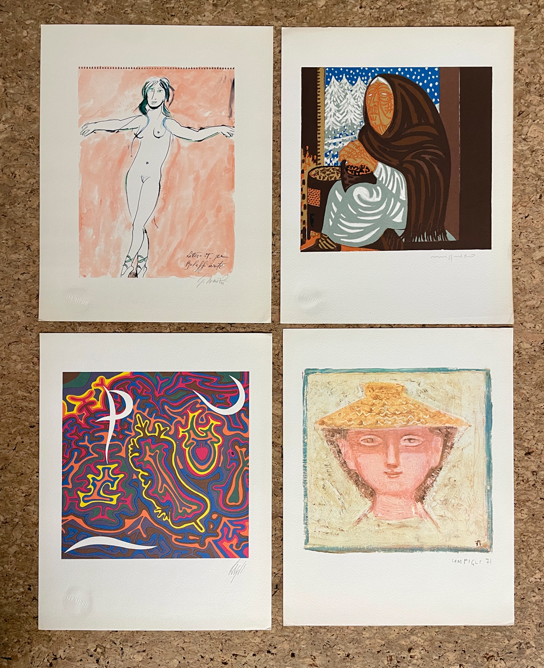 EDIZIONI BOLAFFIARTE (MIGNECO, MANZÙ, CAMPIGLI E CAGLI) - Lotto unico di 4 fotolitografie