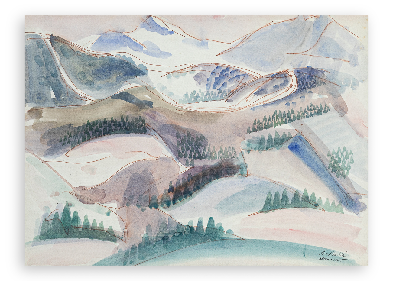 ATTILIO ROSSI (1909-1994) - Bormio (Paesaggio in Valtellina), 1969