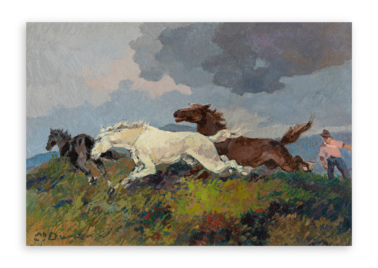 CARLO DOMENICI (1898-1981) - Cavalli in corsa