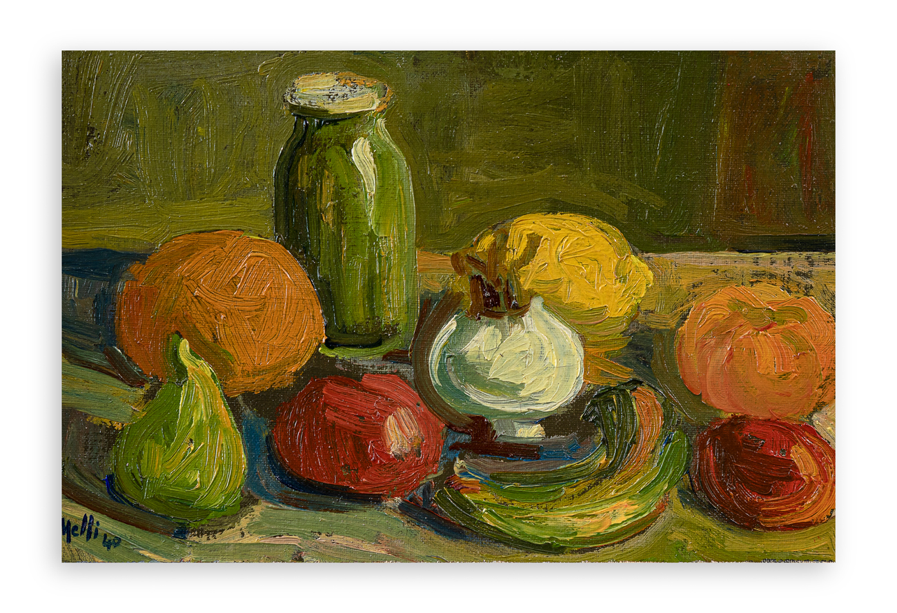 ROBERTO MELLI (1885-1958) - Natura morta con bottiglie, 1940