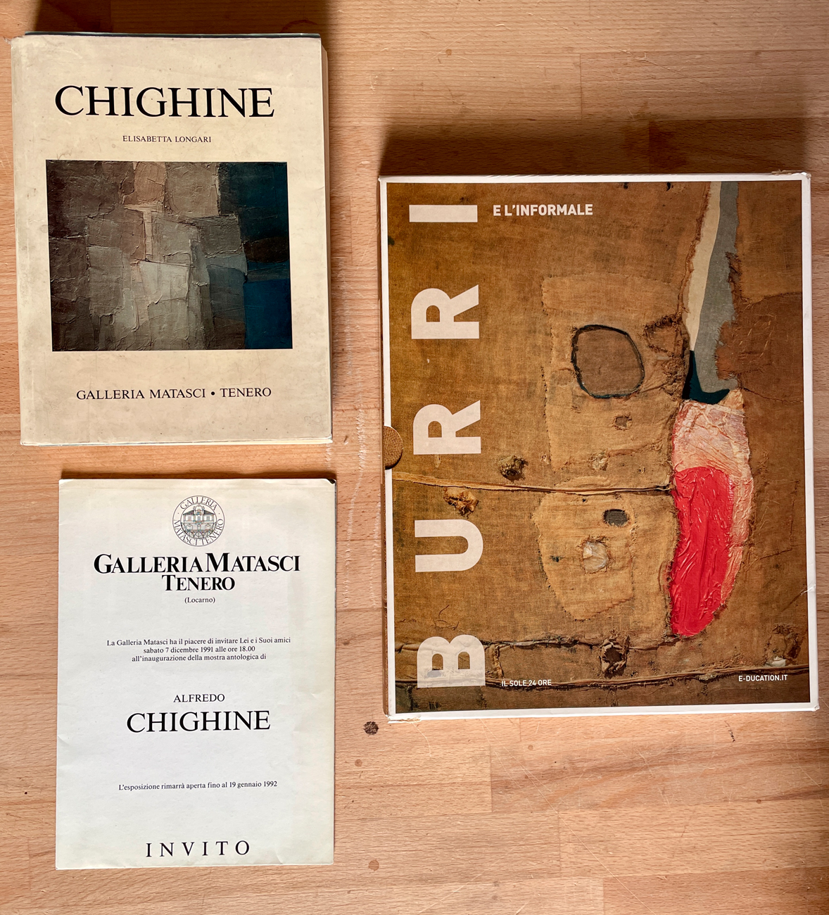 ALBERTO BURRI E ALFREDO CHIGHINE - Lotto unico di 2 cataloghi