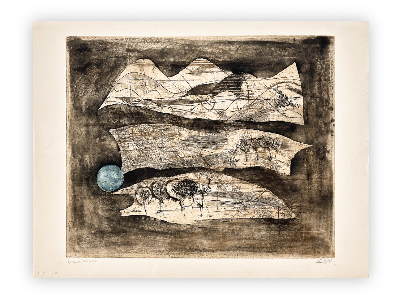 JOHNNY FRIEDLAENDER (1912-1992) - Paysage au soleil bleu, 1955