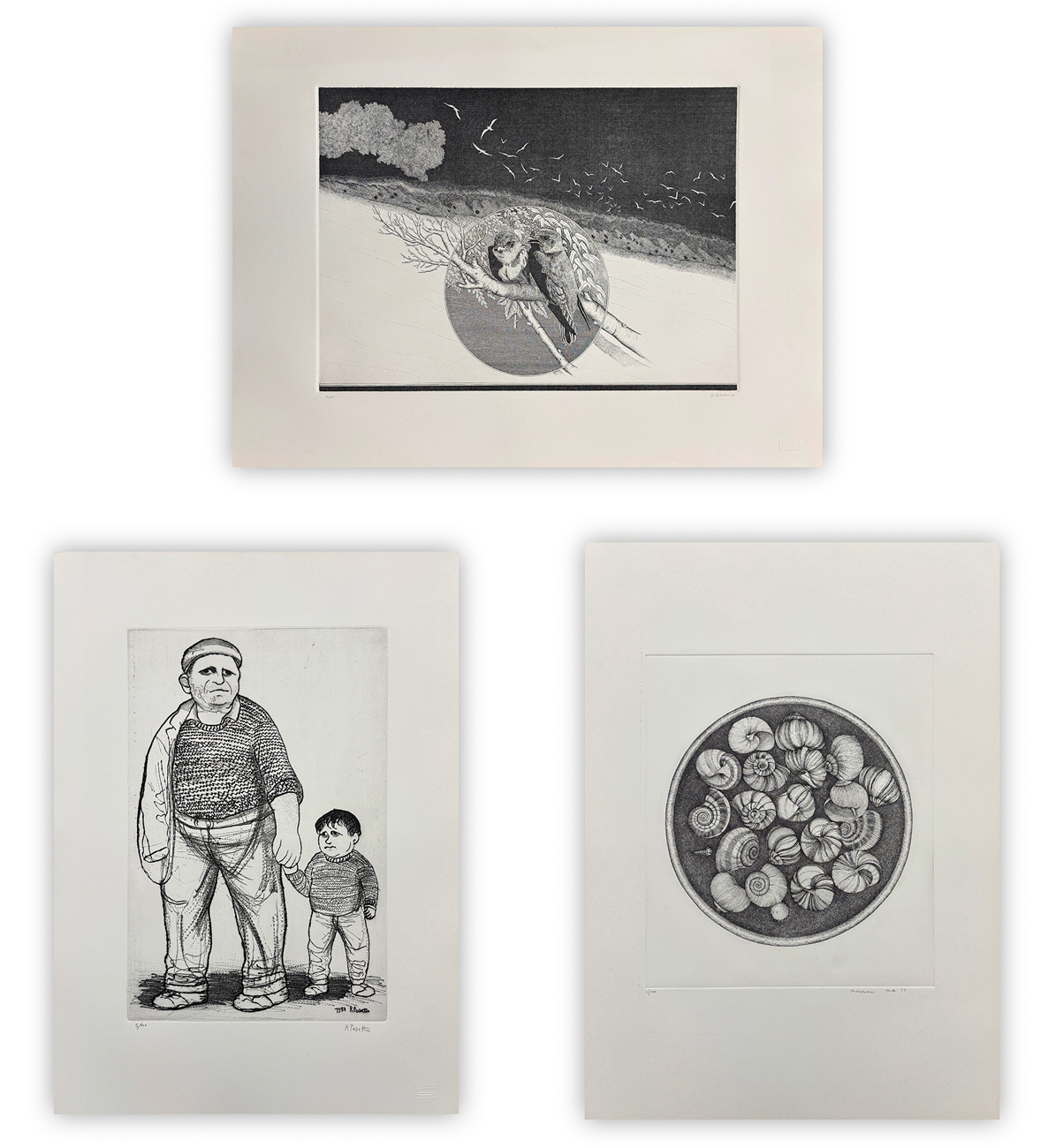 AUTORI VARI (GIANNINI, PASETTO, MUTTI) - Lotto unico di 3 acqueforti