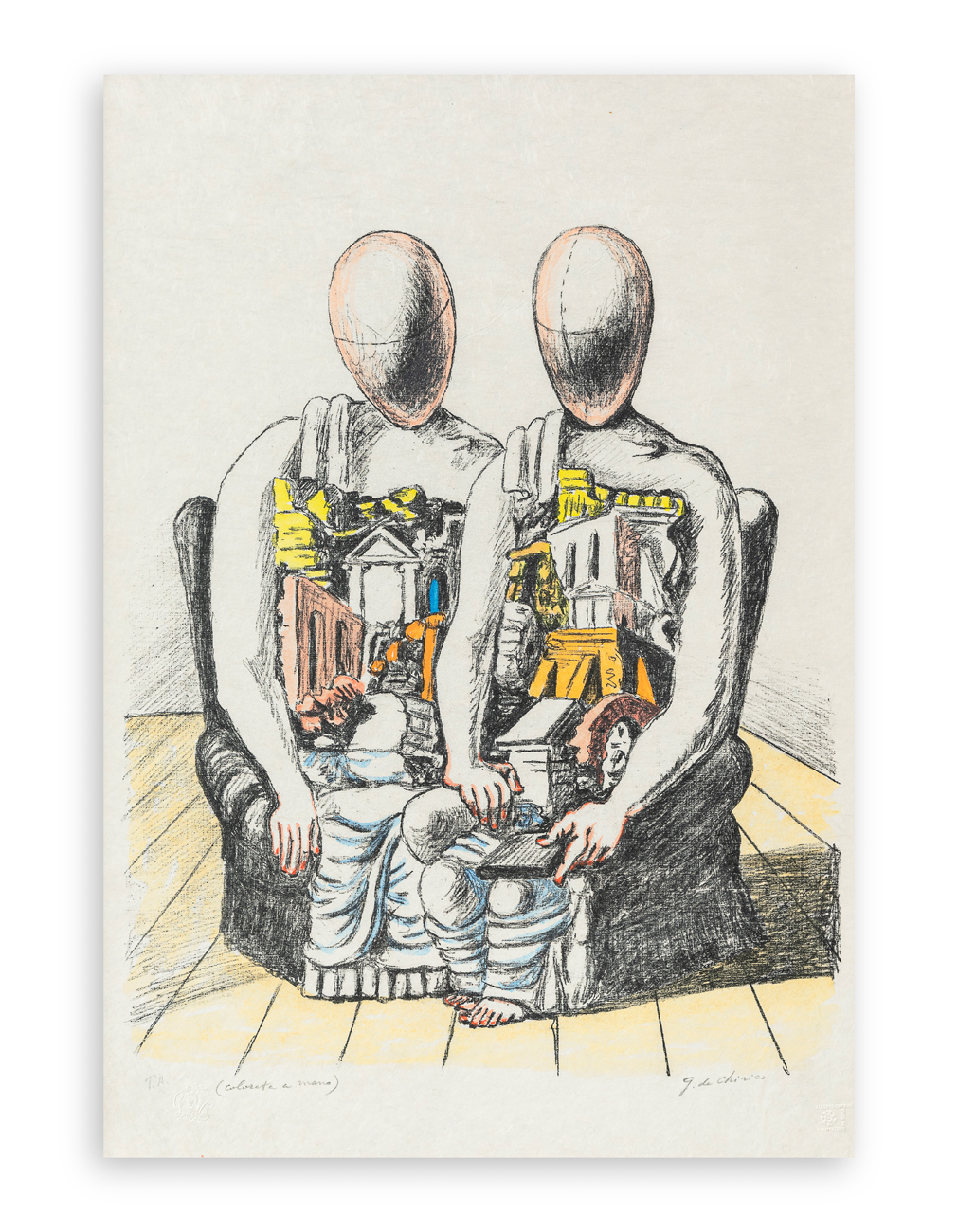 GIORGIO DE CHIRICO (1888-1978) - Gli Archeologi, 1969
