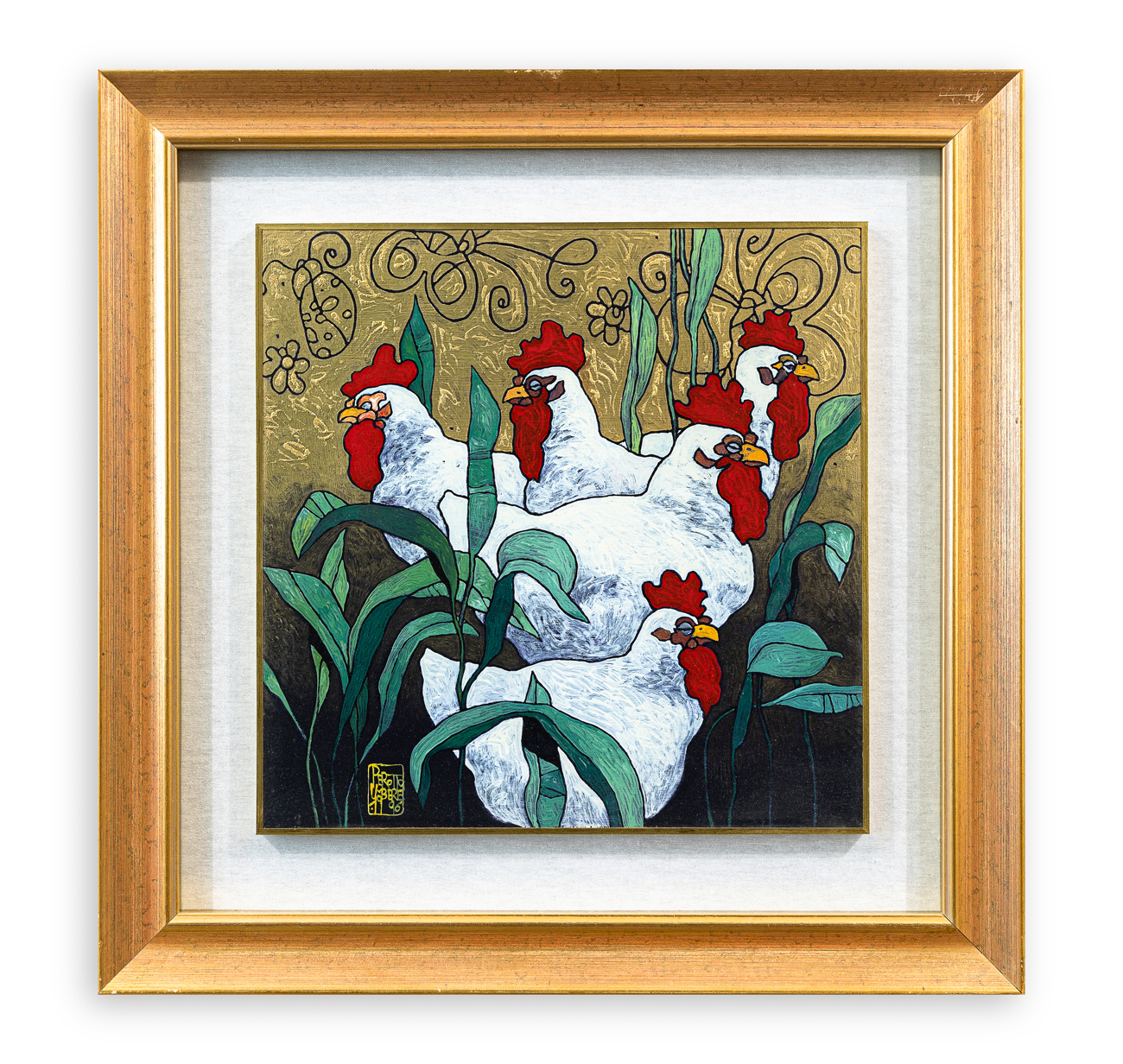 UMBERTO PEROTTO (1945) - Galline al pascolo, 1996