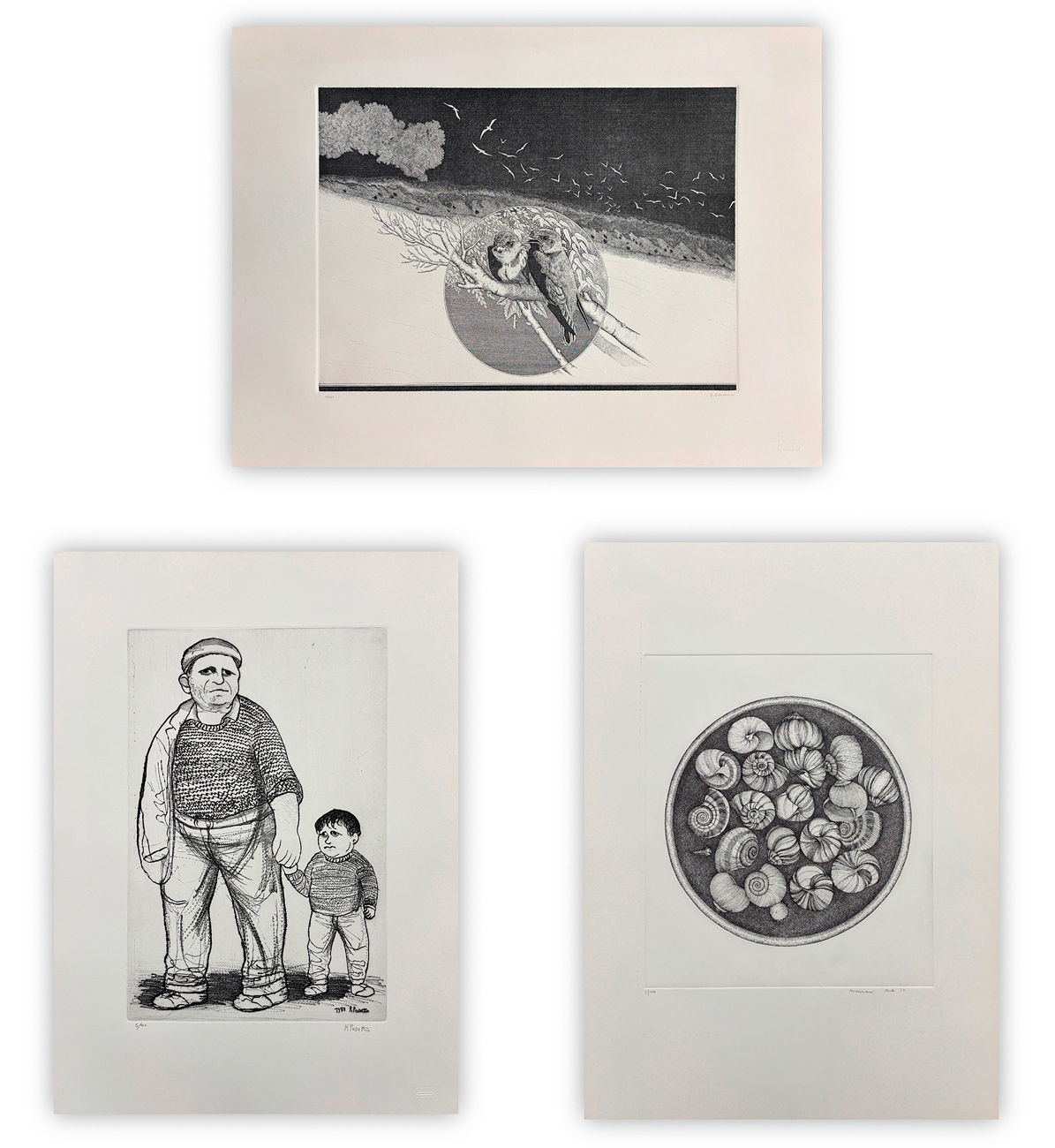 AUTORI VARI (GIANNINI, PASETTO, MUTTI) - Lotto unico di 3 acqueforti