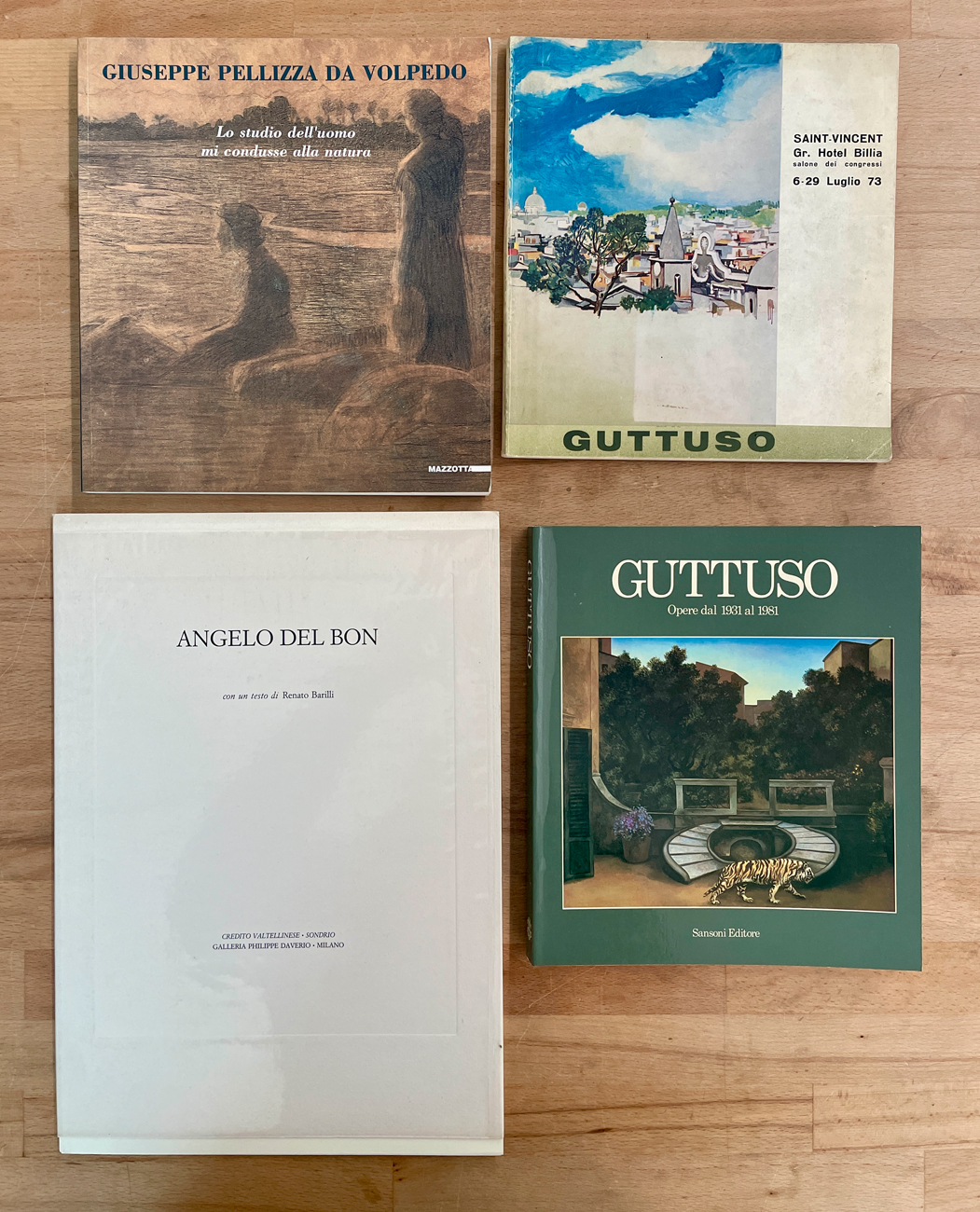 RENATO GUTTUSO, ANGELO DEL BON E GIUSEPPE PELLIZZA DA VOLPEDO - Lotto unico di 4 cataloghi