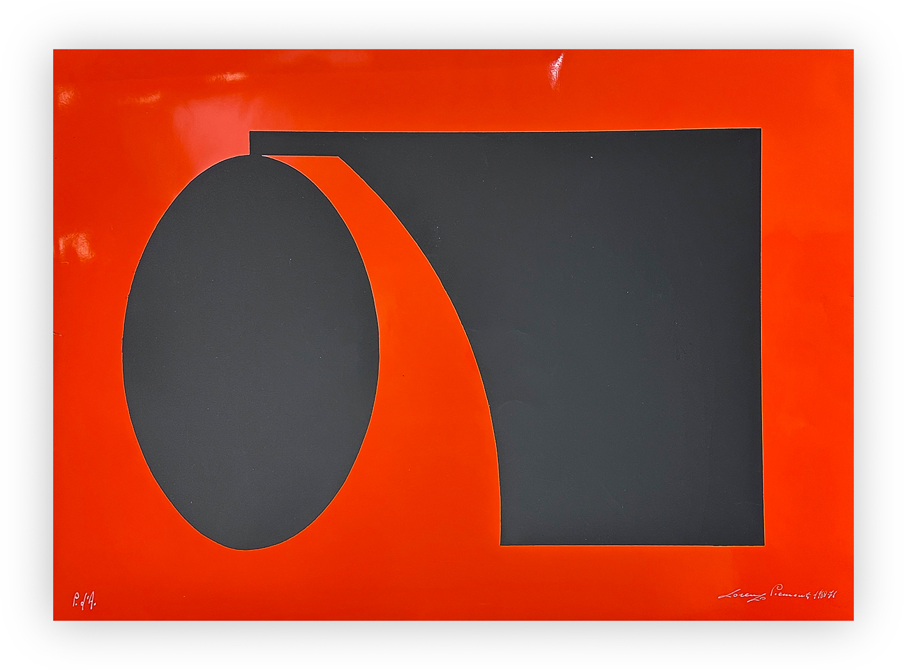 LORENZO PIEMONTI (1935-2015) - Strutture (colore nero su fondo rosso), 1968-1971