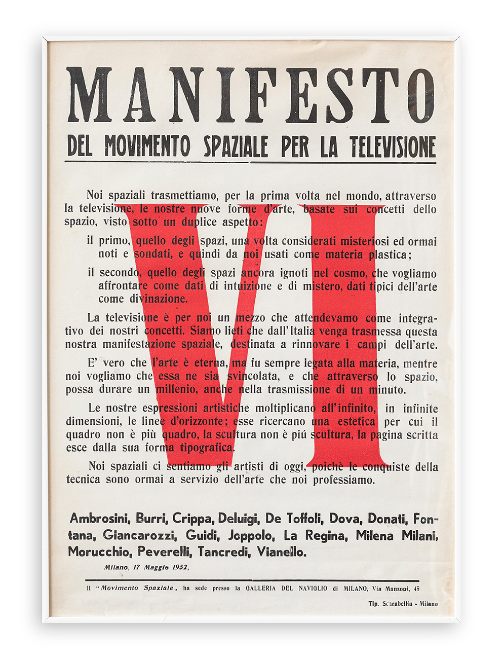 SPAZIALISMO - Manifesto del Movimento Spaziale per la televisione, 1952