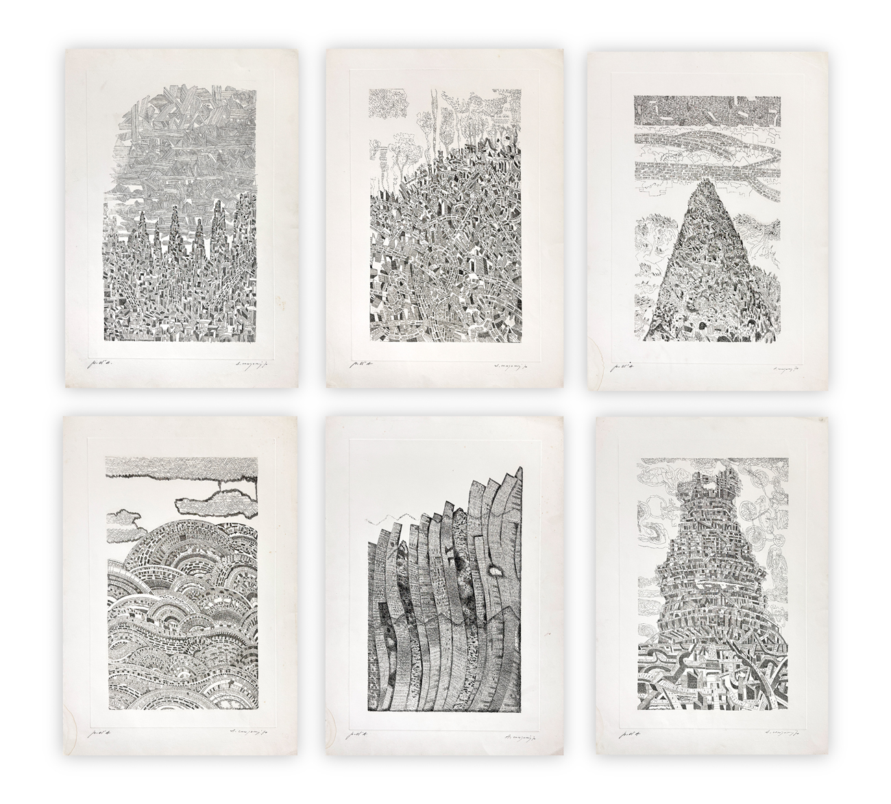 ALBERTO LONGONI (1921-1991) - Lotto unico di 5 acqueforti