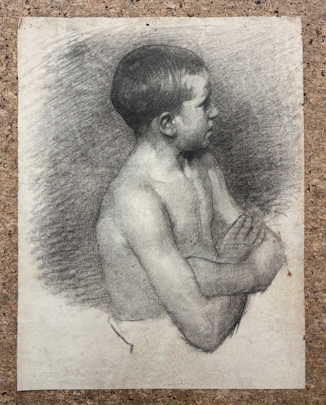 GIOVANNI GUARLOTTI (1869-1954) - Ritratto di bambino di profilo 