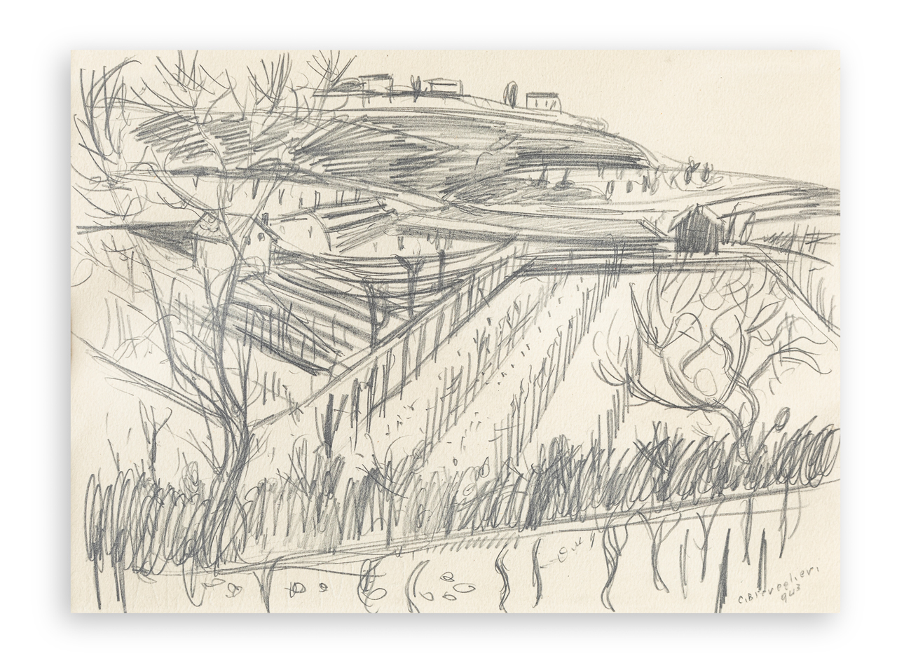 CESARE BREVEGLIERI (1902-1948) - Paesaggio collinare,1943

