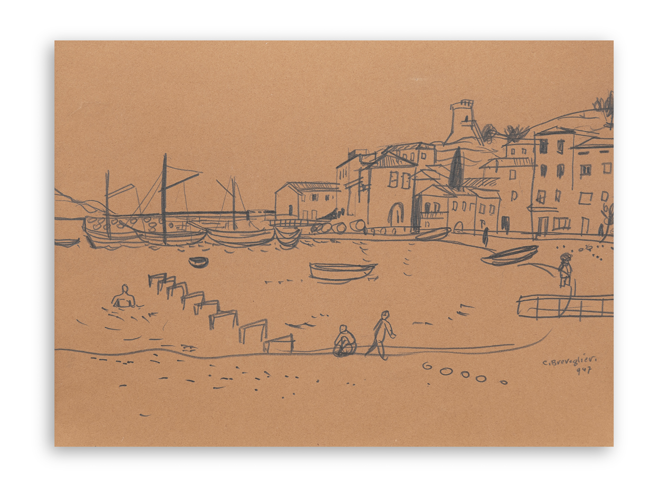 CESARE BREVEGLIERI (1902-1948) - Veduta, 1947