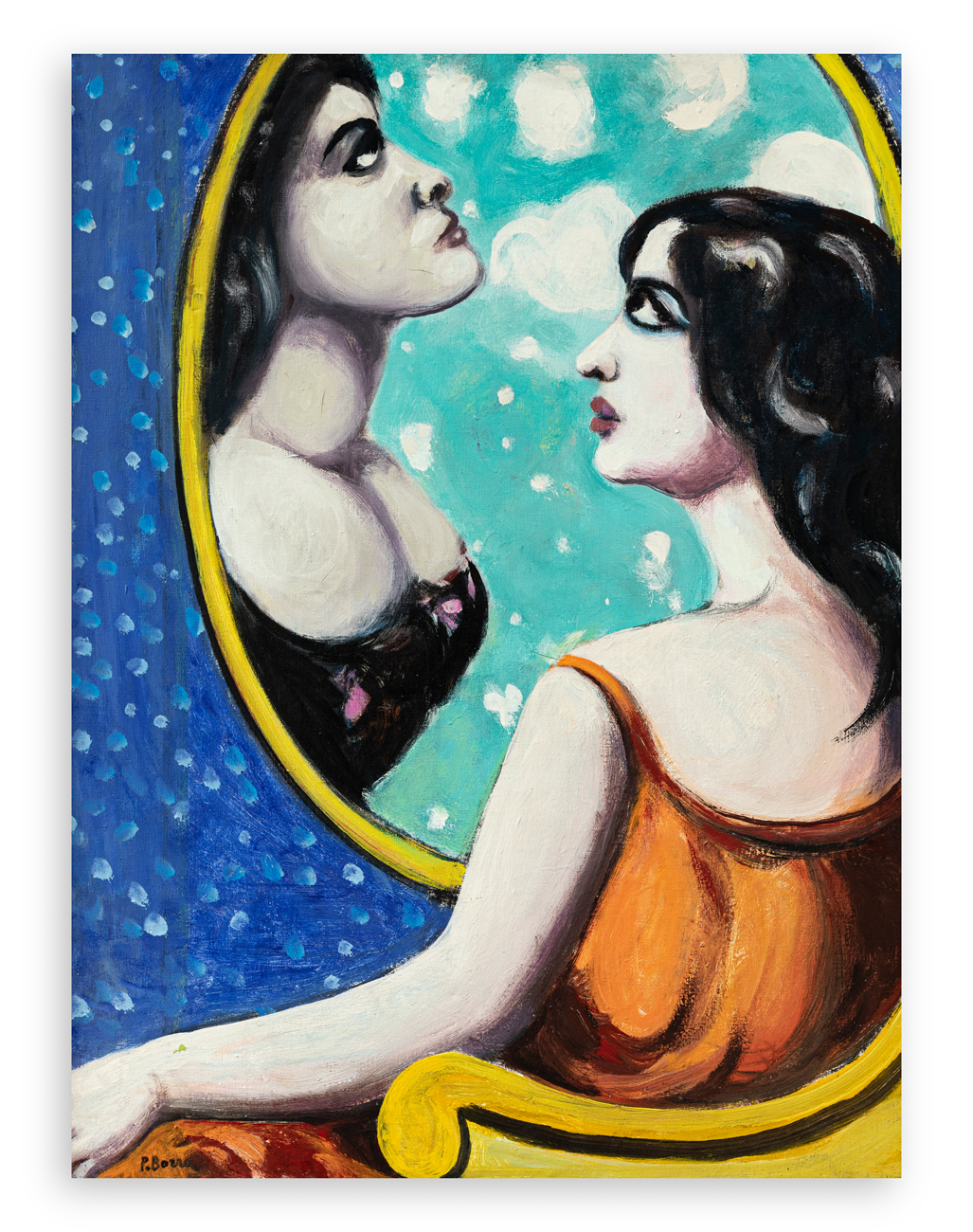POMPEO BORRA (1898-1973) - Donne e specchio, 1966