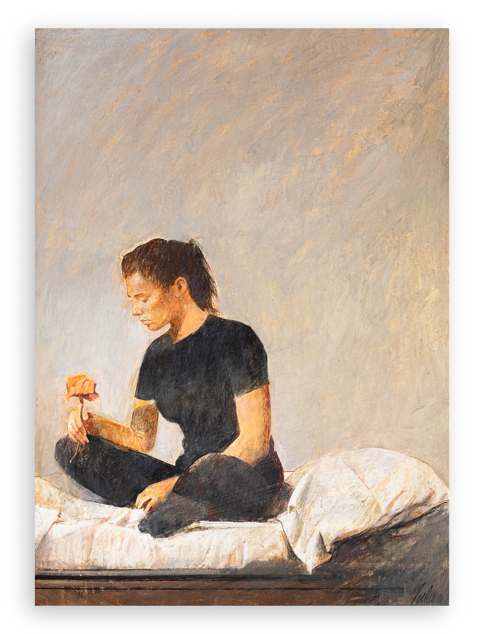 GIORGIO SCALCO (1929-2023) - Maria sul letto con rosa, 2001